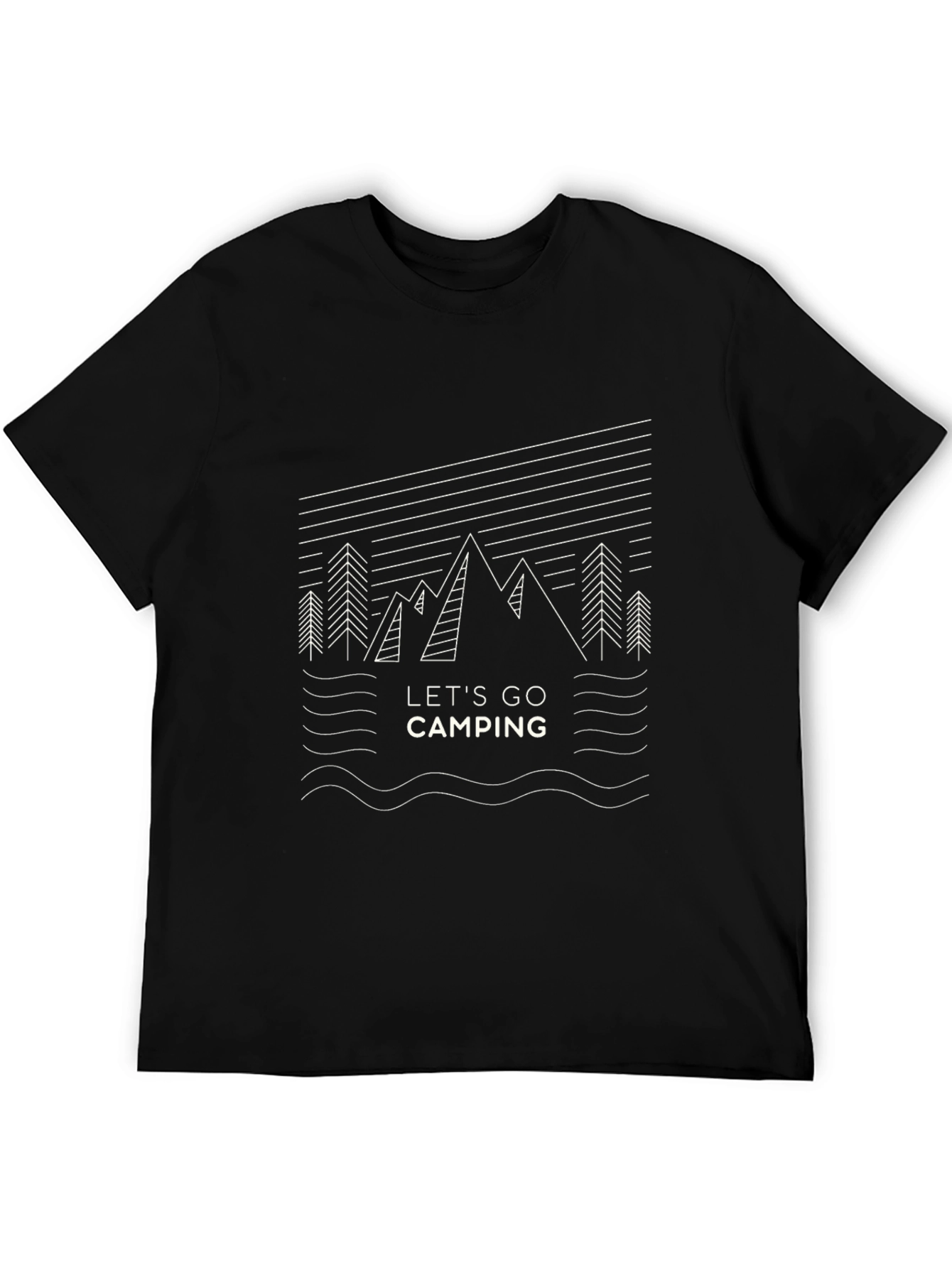 Black Let's Go Camping Graphic Tee - Black view 5