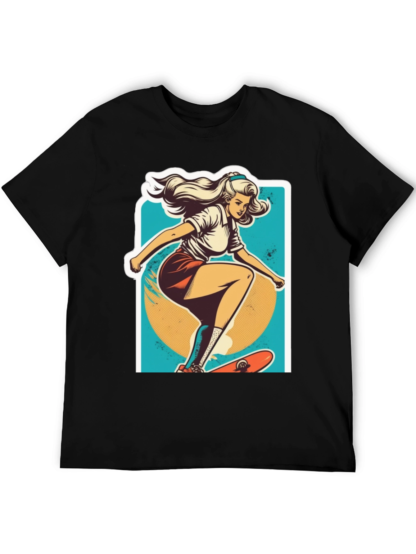 Black Skater Girl Graphic Tee - Cool Retro Style view 5