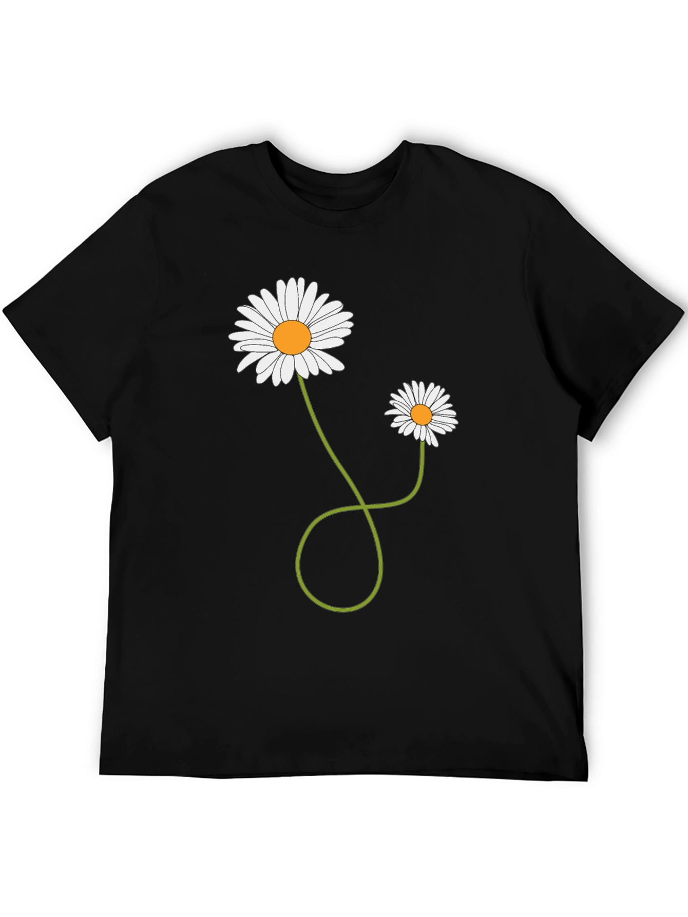 Black Daisy Flower Graphic T-Shirt - Men's Casual Tee view 5