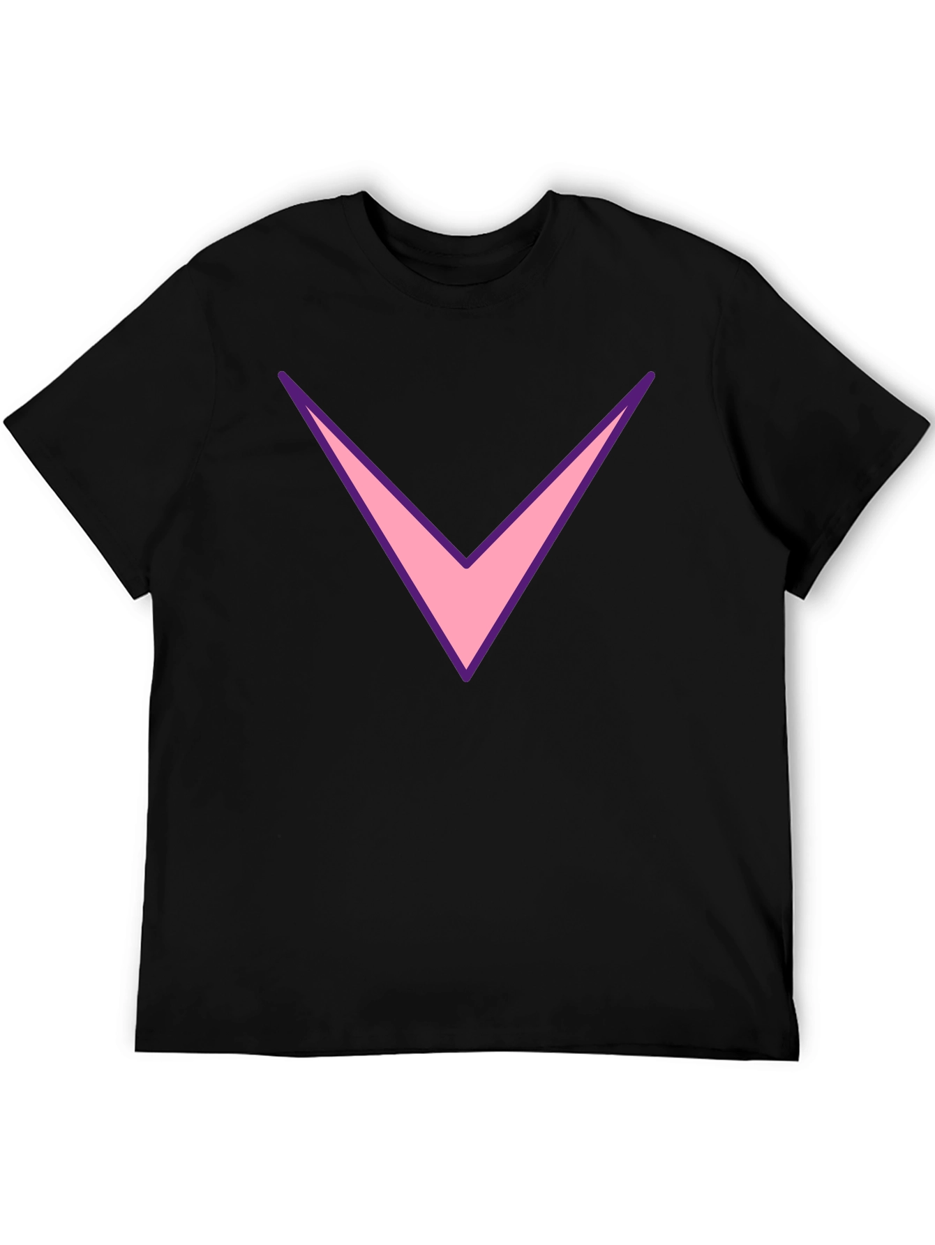 Black Men's Black T-Shirt with Pink Chevron Design view 5