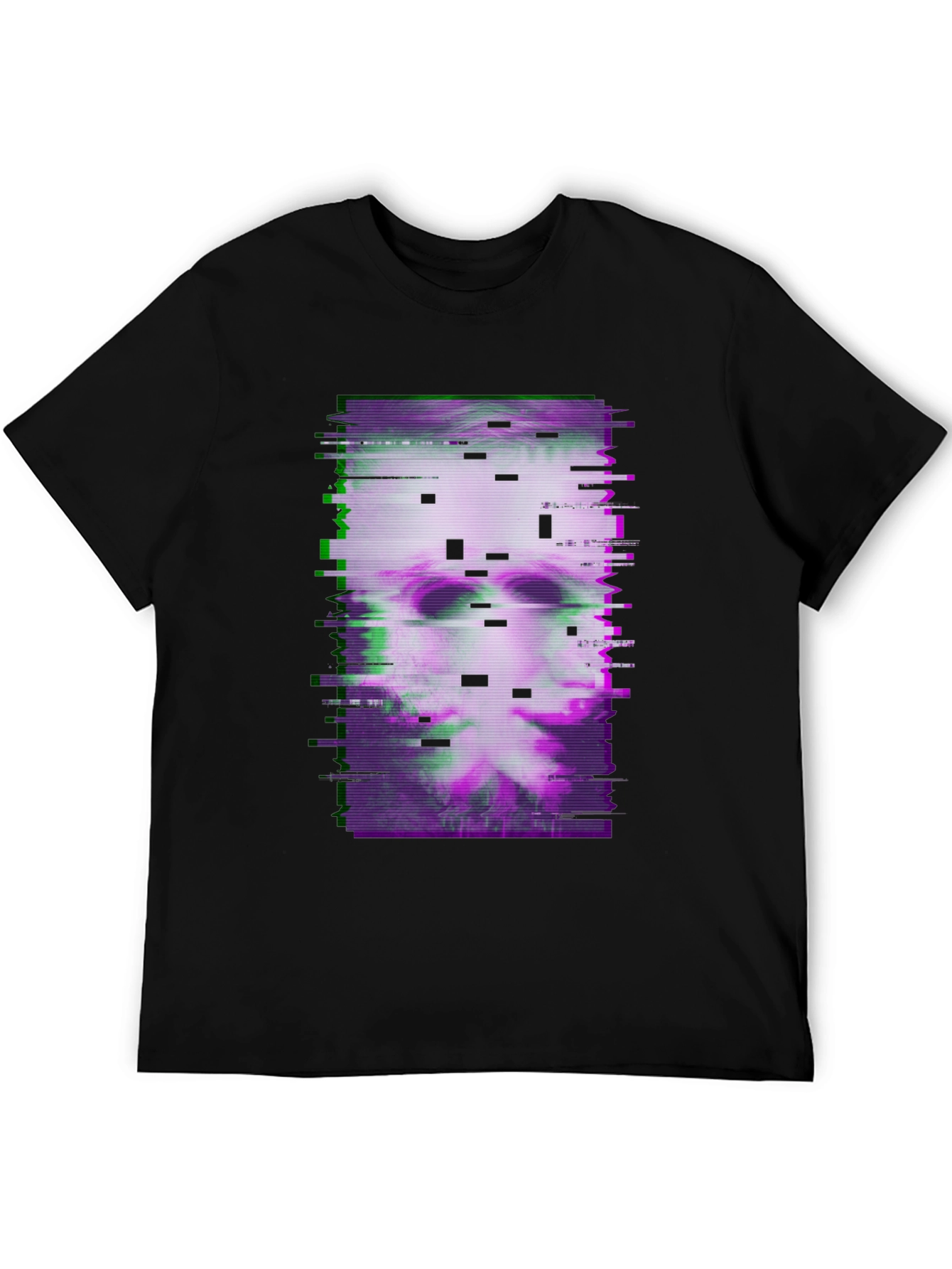 Black Glitch Art Graphic Tee - Dark Aesthetic T-Shirt view 5