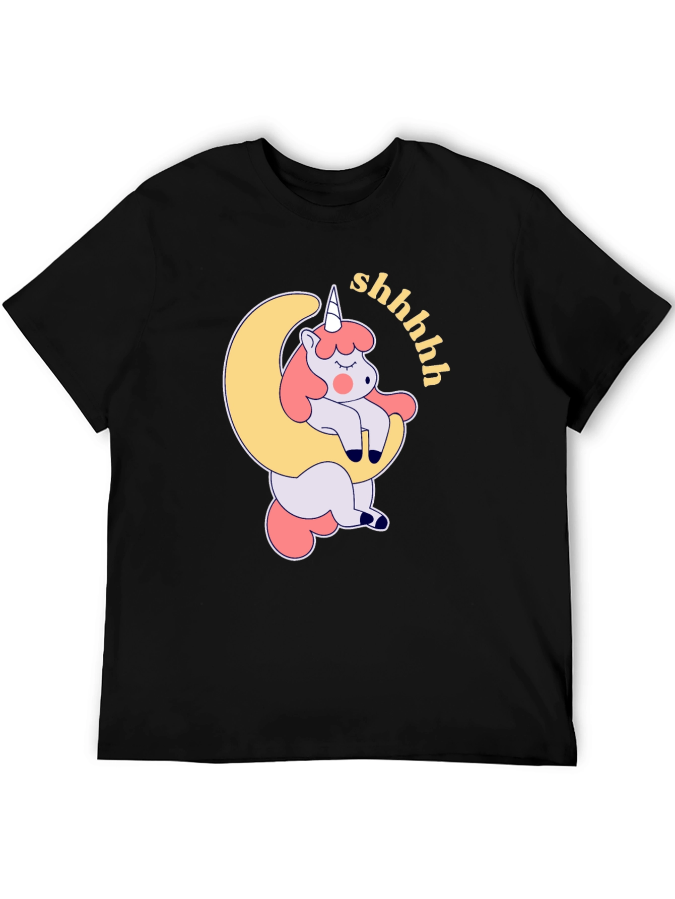Black Sleepy Unicorn Moon Graphic T-Shirt view 5