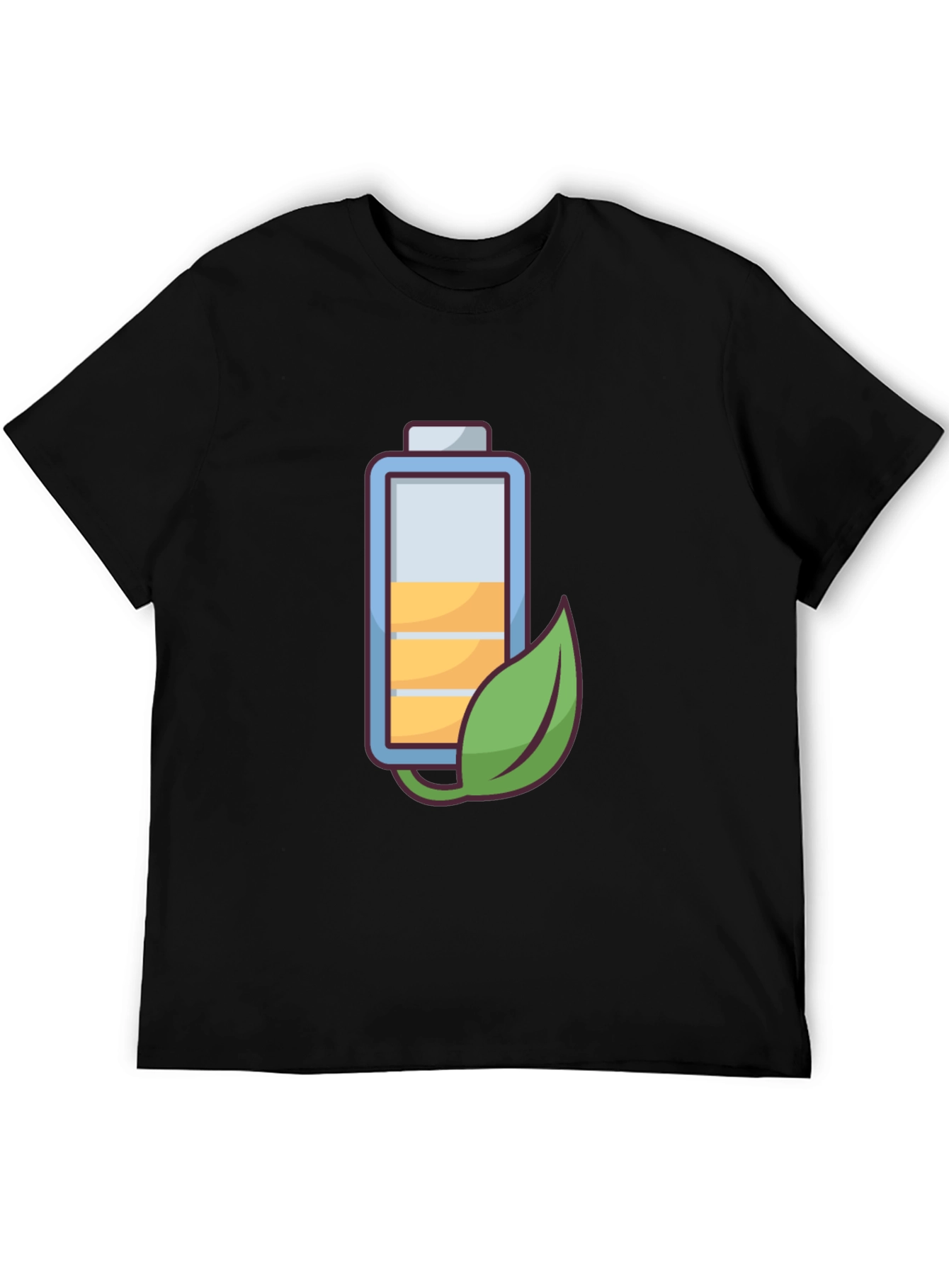 Black Eco-Friendly Battery Graphic Tee - Black Cotton Blend view 5