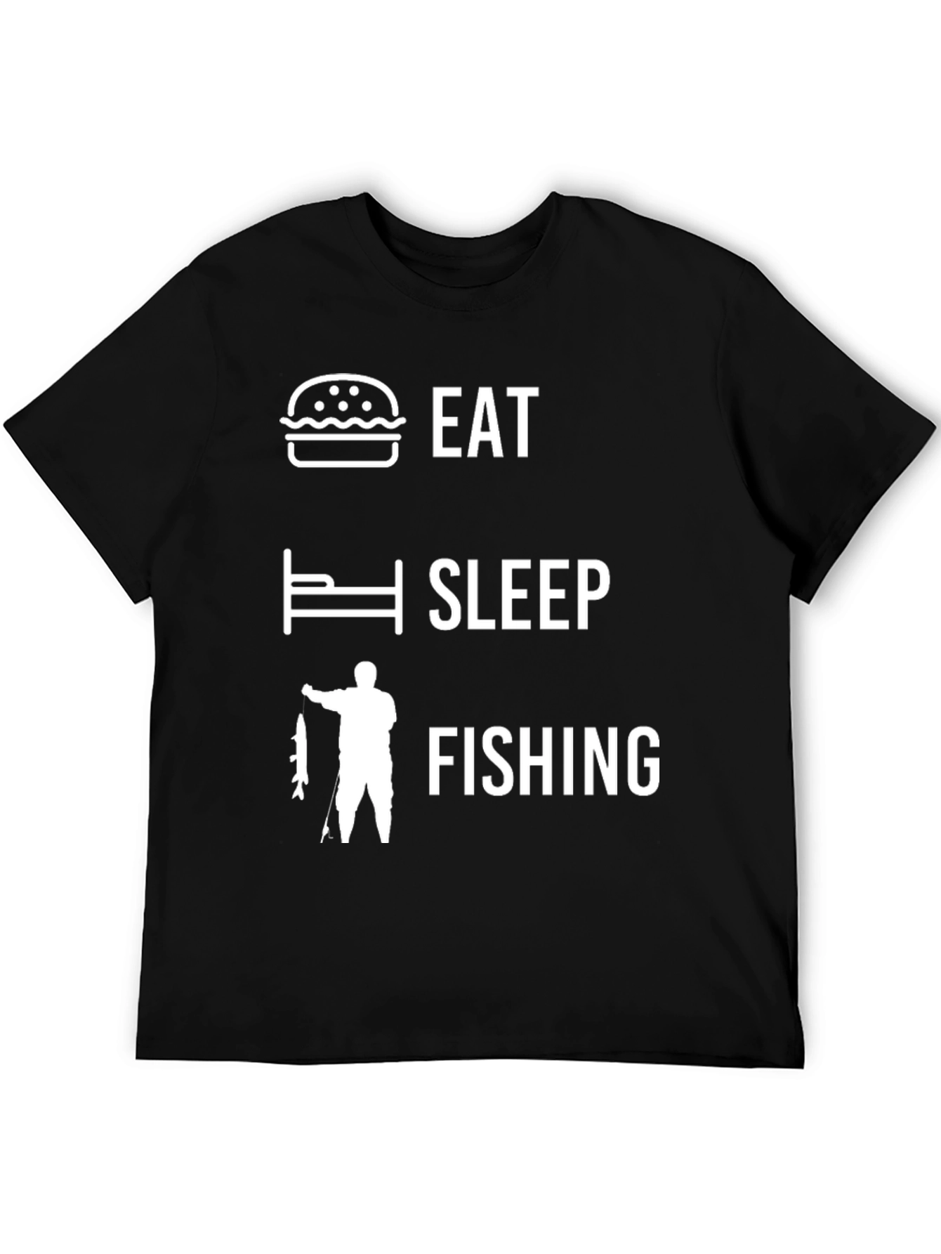 Black Eat Sleep Fishing Black Graphic T-Shirt view 5
