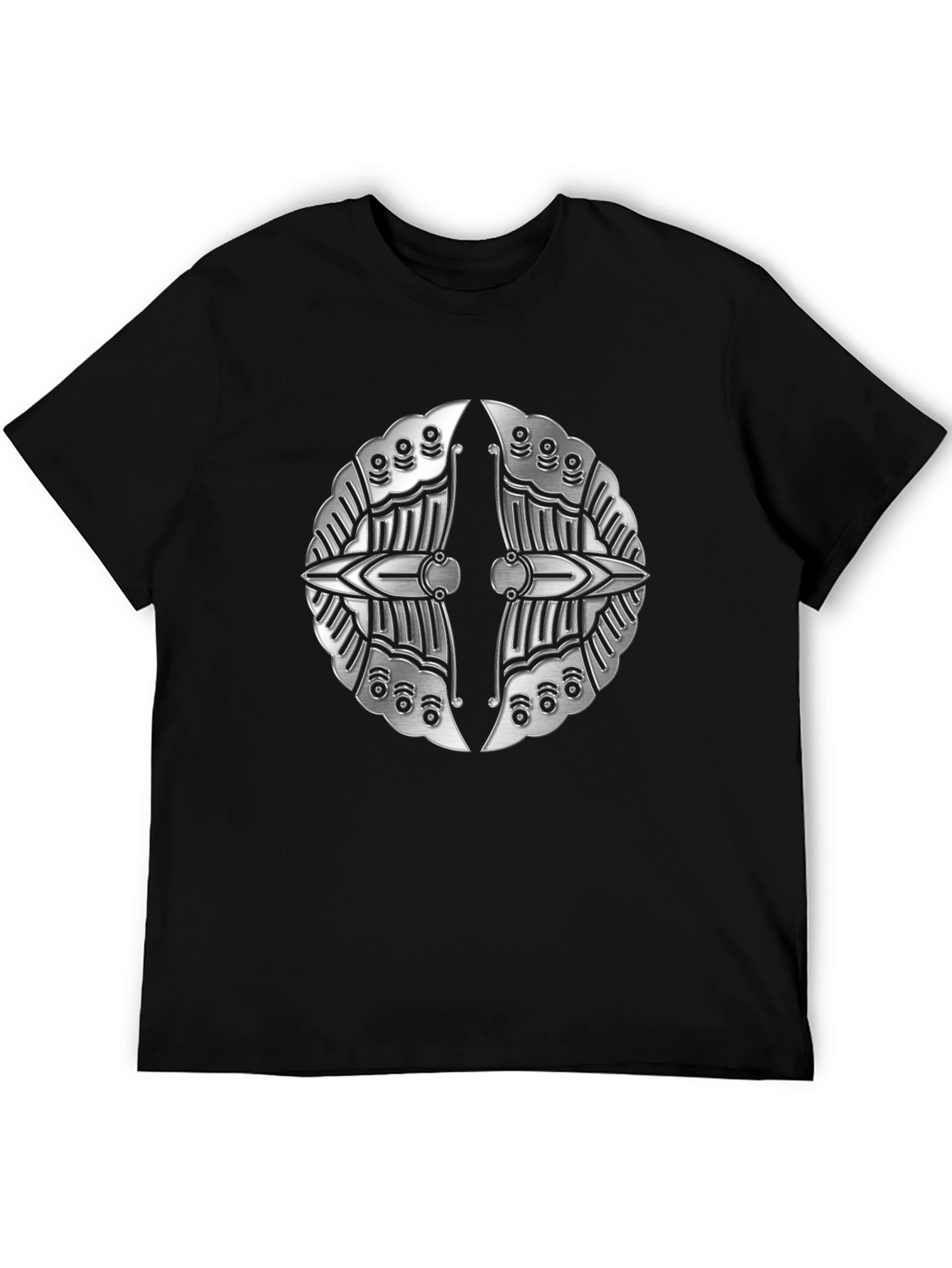 Black Silver Metallic Shield Emblem Black T-Shirt view 5