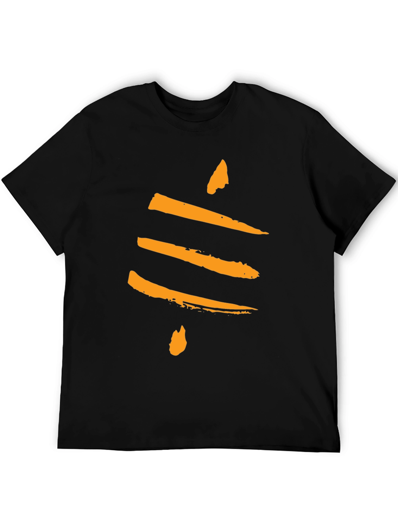 Black Abstract Brushstroke Design Black T-Shirt view 5