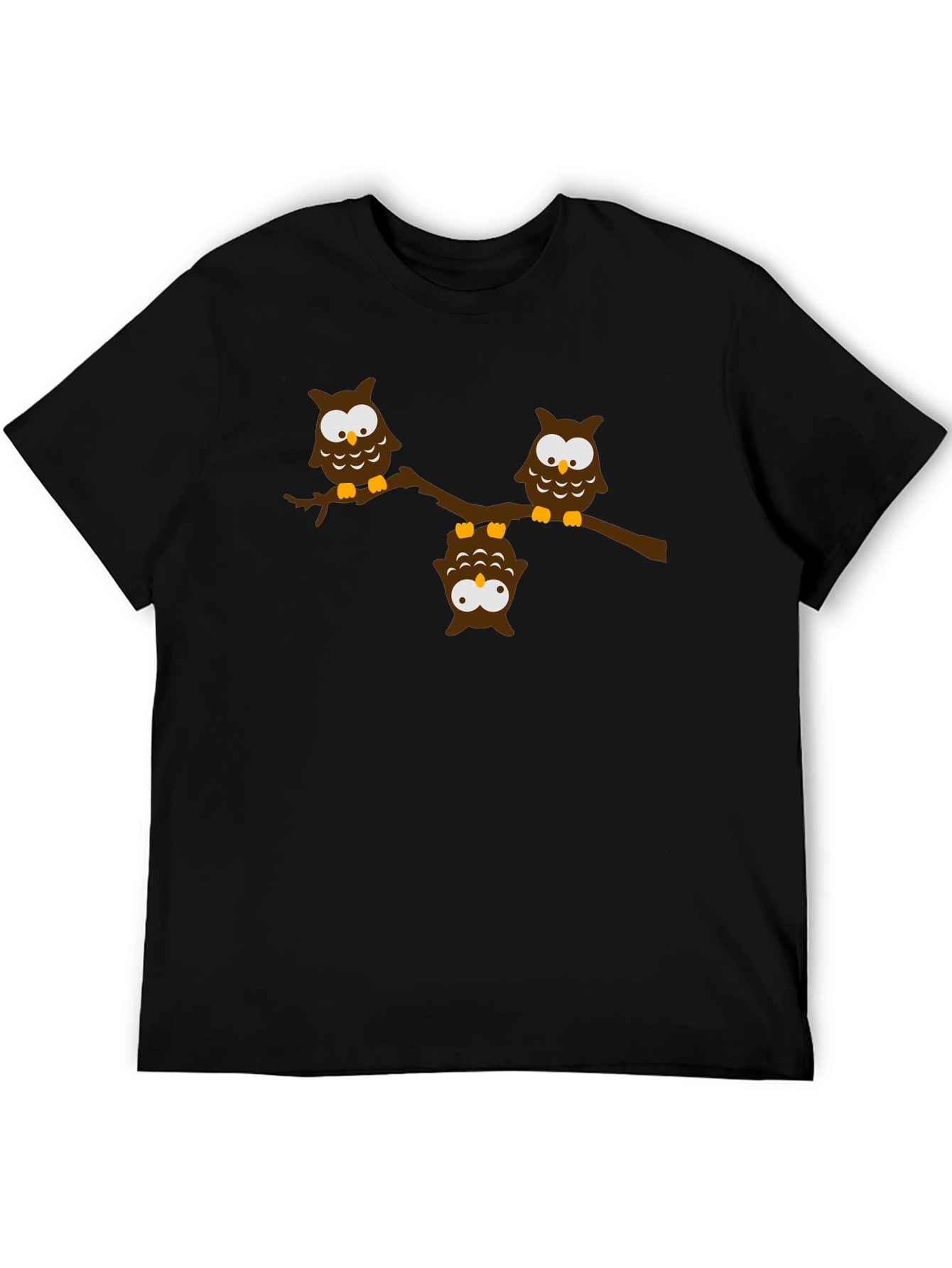Black Owl Branch Graphic Tee - Unisex Black T-Shirt view 5