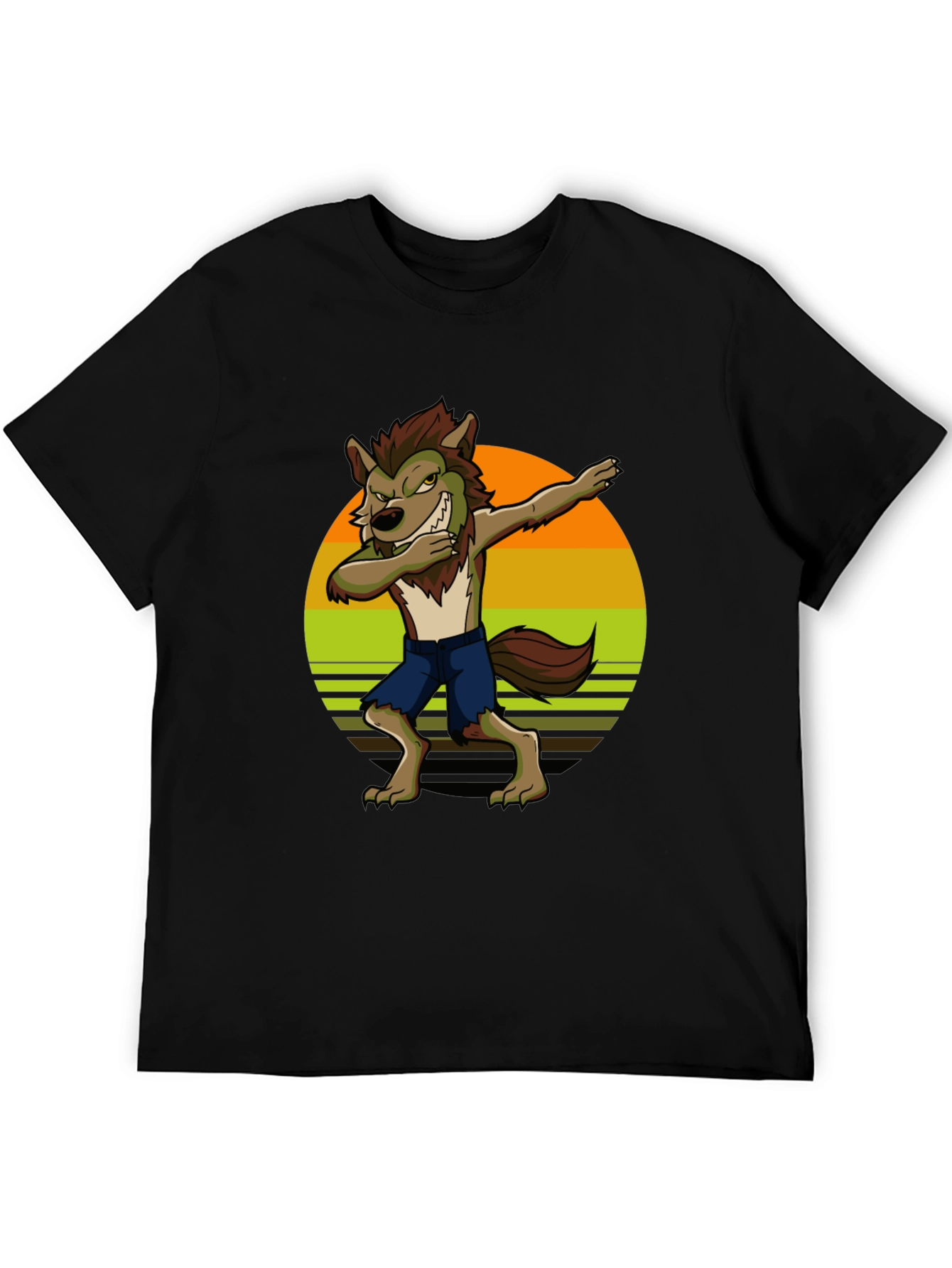 Black Dabbing Werewolf Graphic T-Shirt view 5