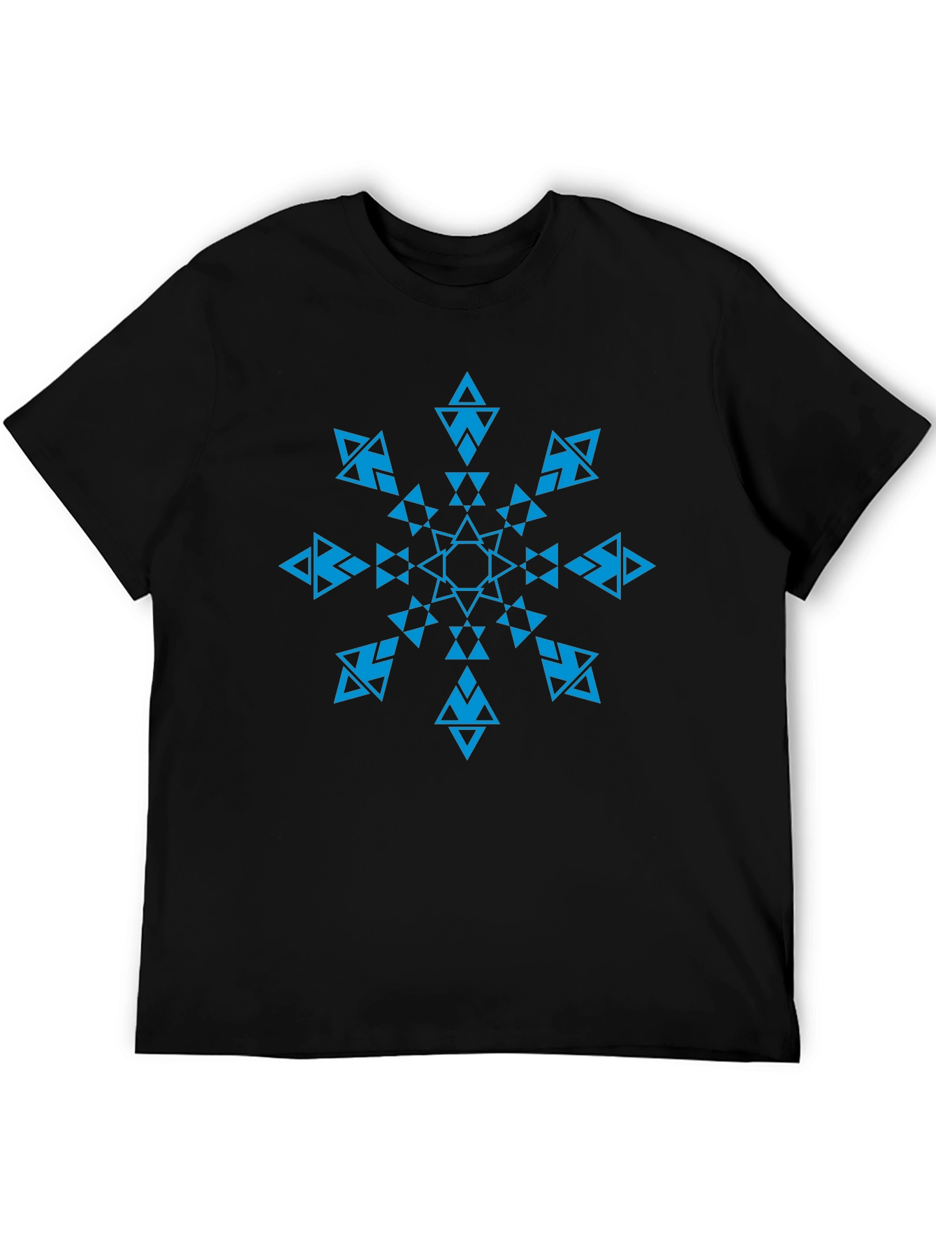 Black Geometric Snowflake Graphic T-Shirt view 5