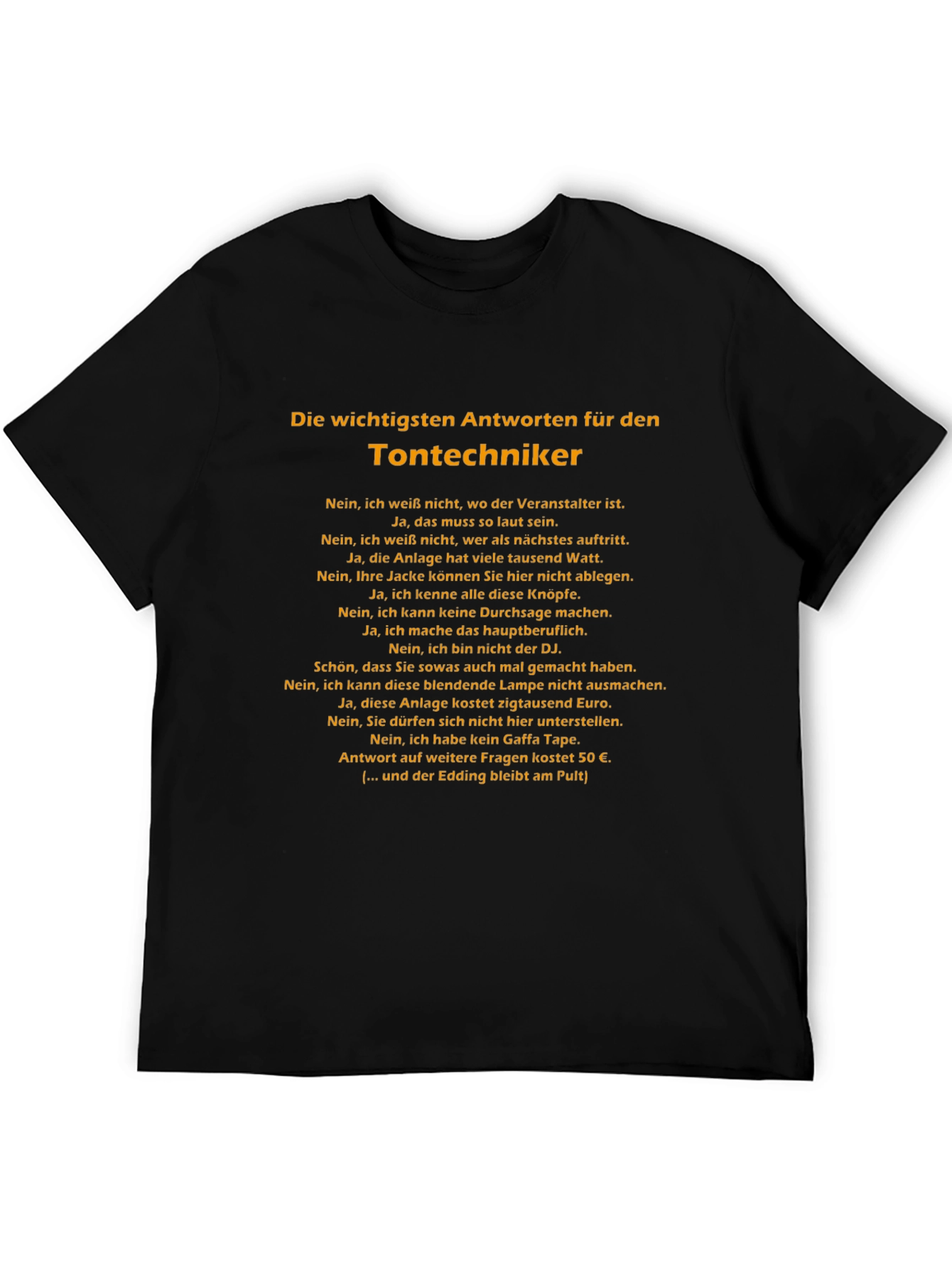Black Sound Engineer T-Shirt - German Humor Tee view 5
