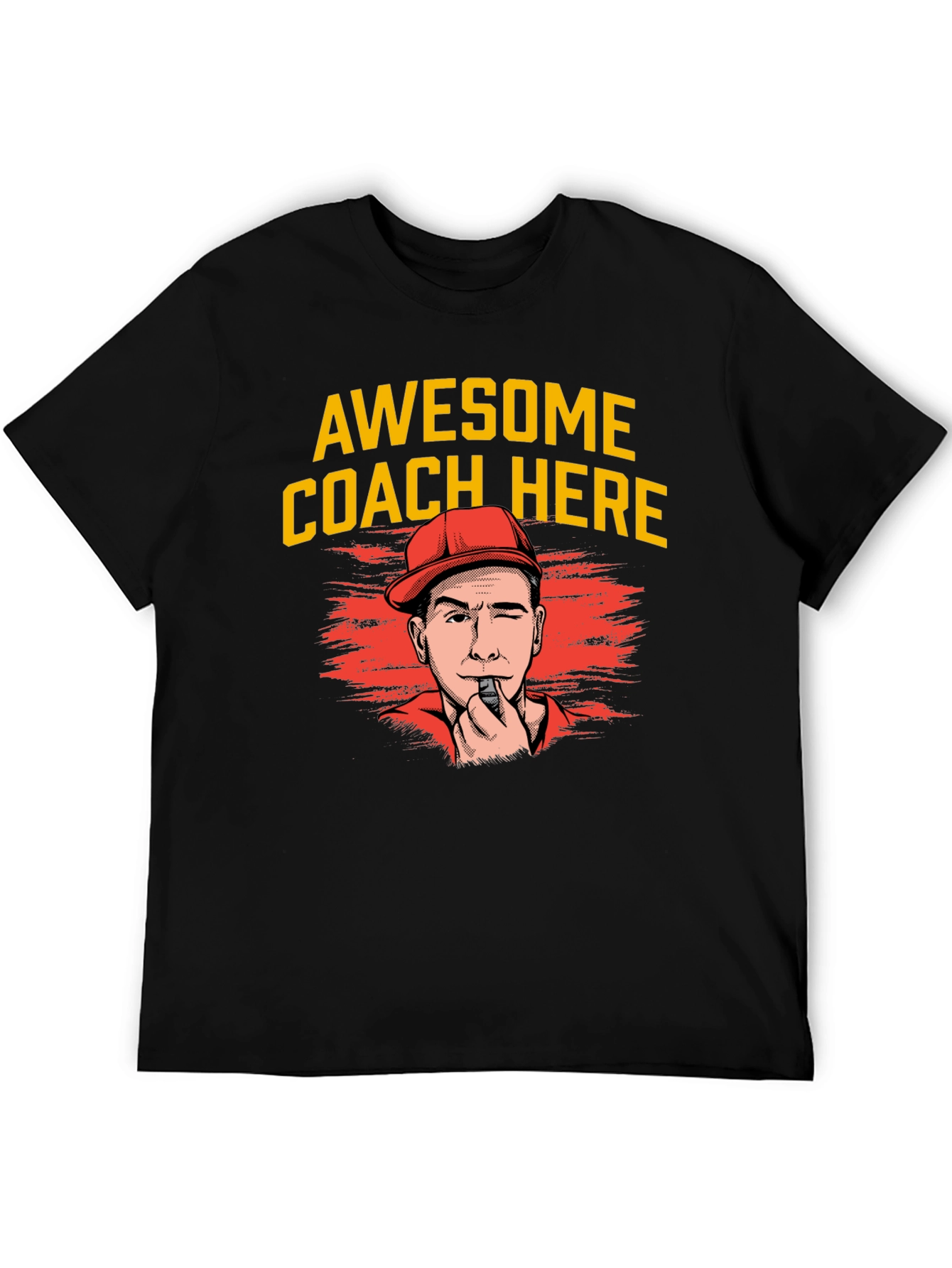 Black Awesome Coach Here T-Shirt view 5