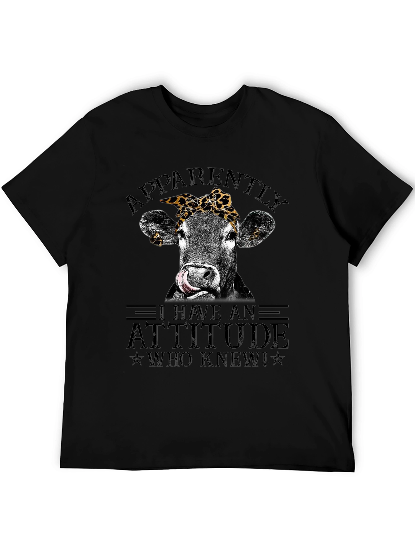 Black Funny Cow Attitude Graphic T-Shirt view 5