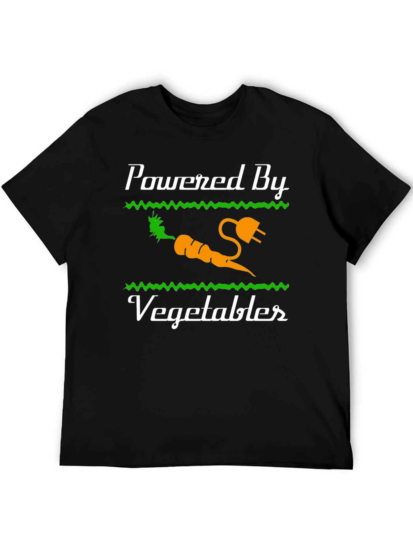Black Powered By Vegetables Graphic T-Shirt - Healthy Eating Tee view 5