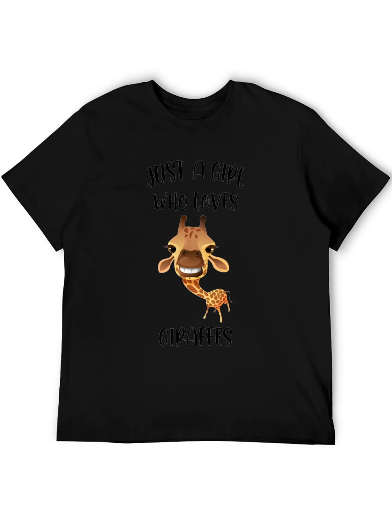 Black Giraffe Lover's Graphic Tee - Funny Animal T-Shirt view 5