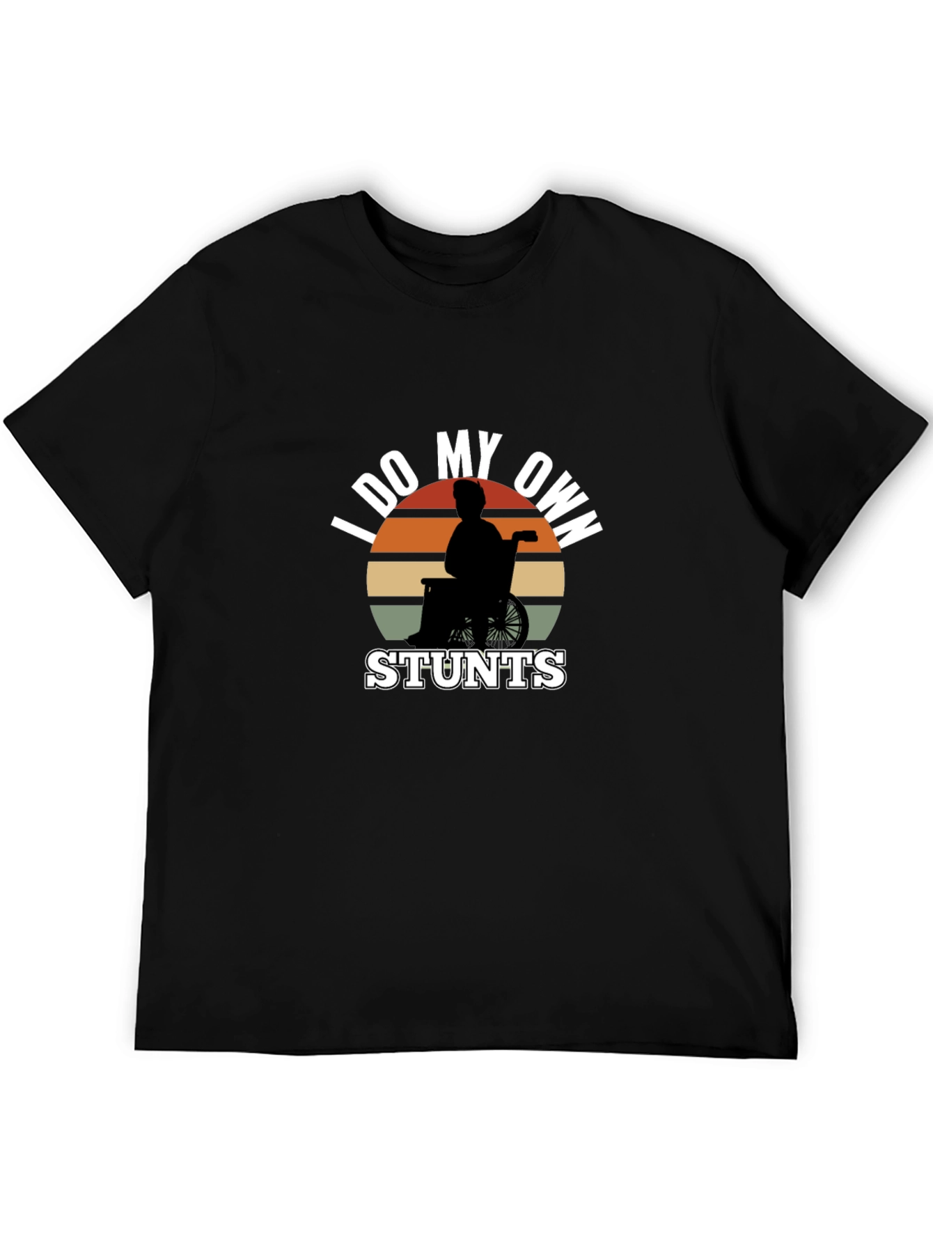 Black Funny I Do My Own Stunts Wheelchair T-Shirt view 5