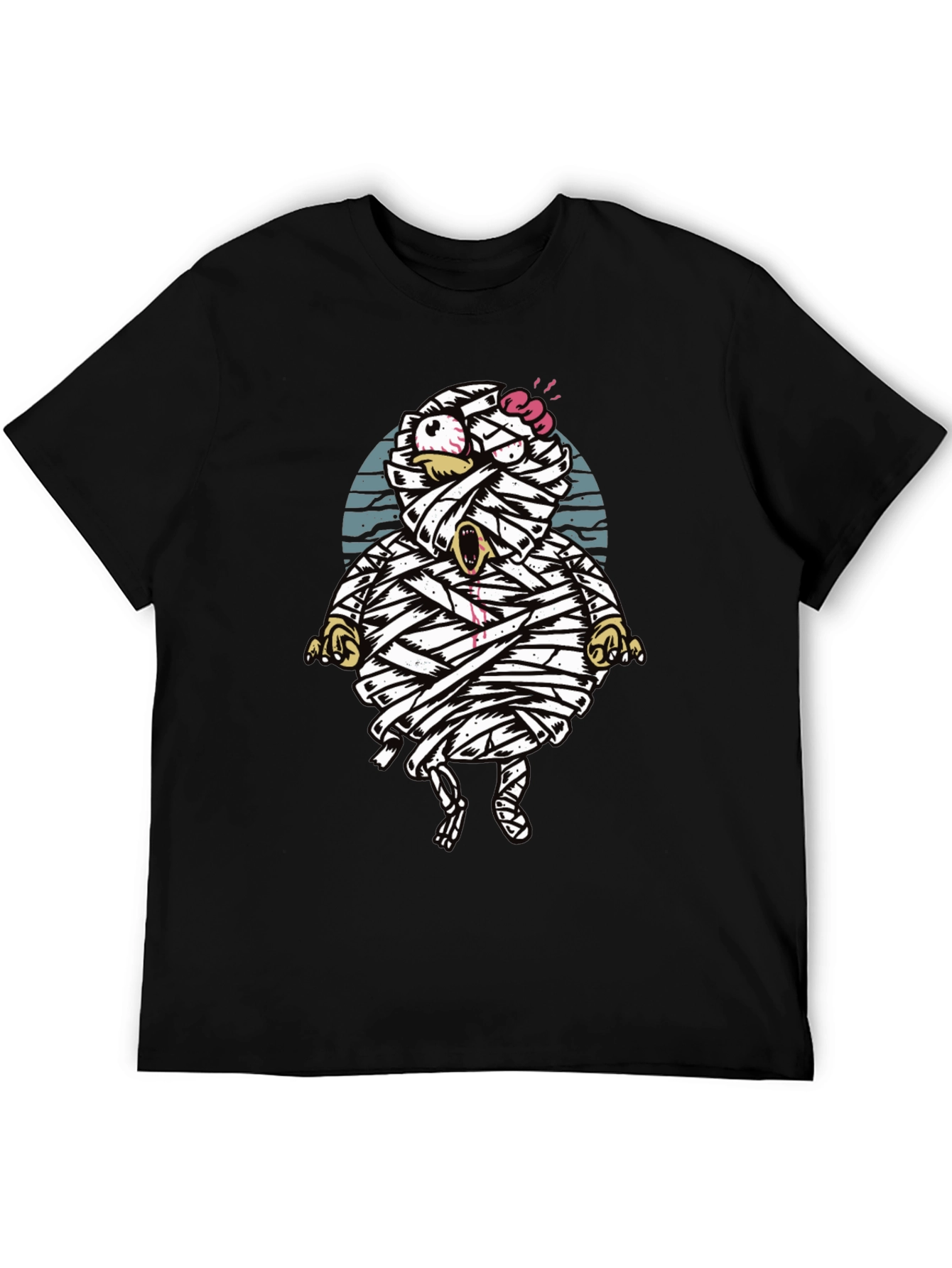 Black Cartoon Mummy Graphic T-Shirt - Halloween Style view 5