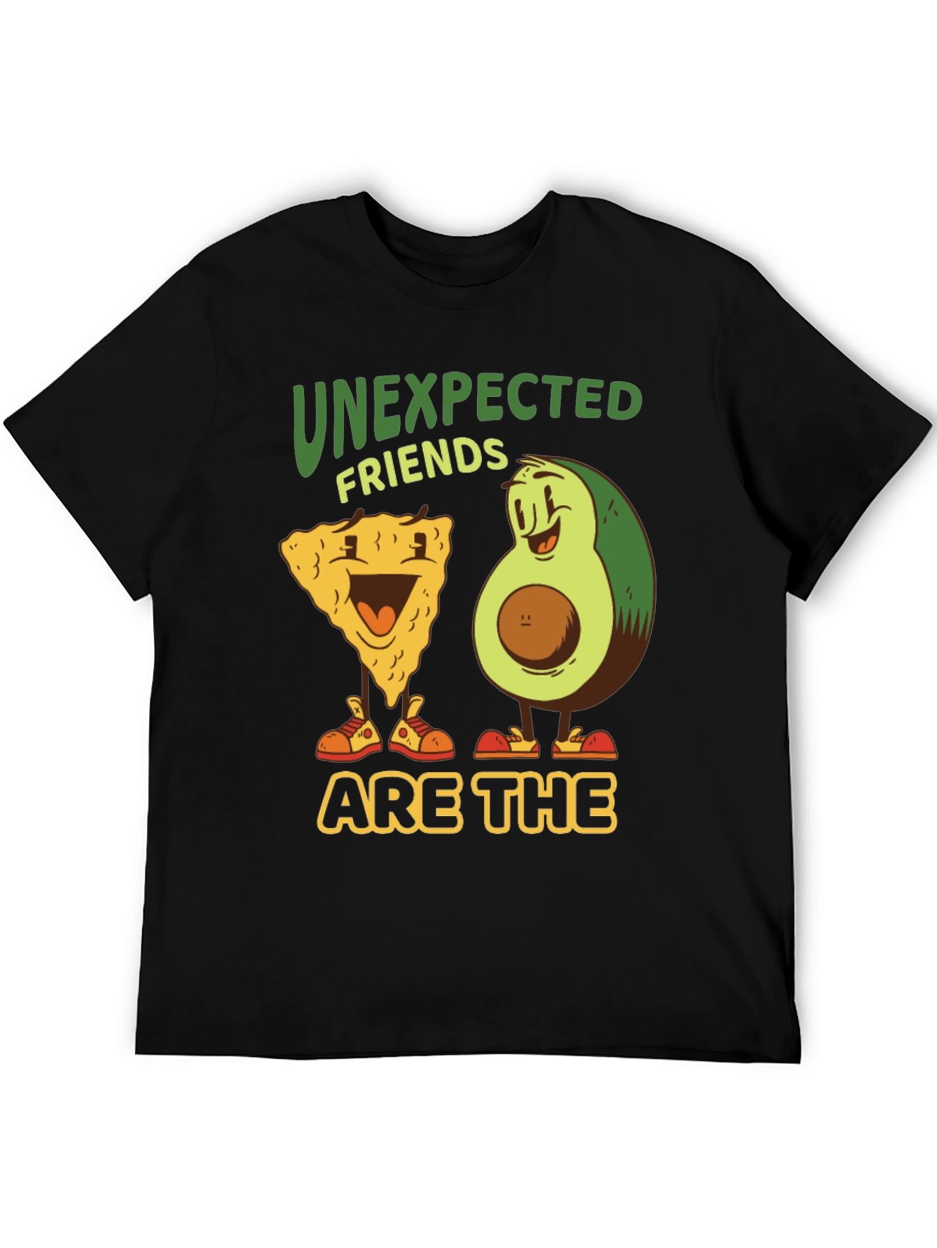 Black Unexpected Friends Graphic Tee - Avocado & Chip view 5