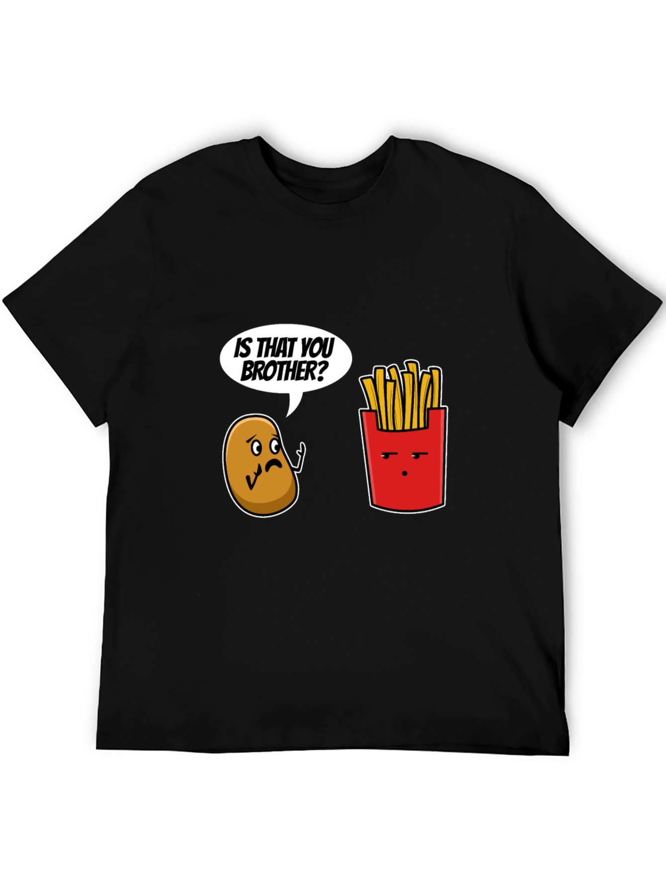 Black Funny Is That You Brother Potato & Fries Graphic Tee view 5