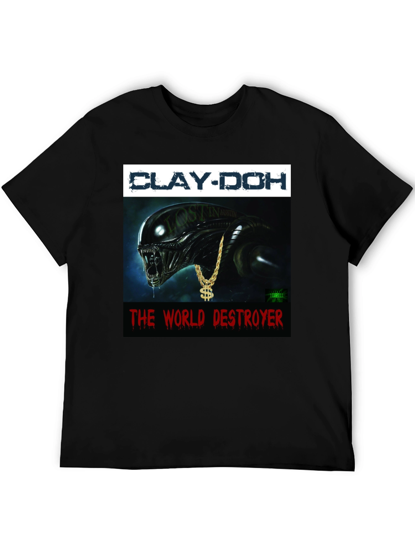 Black Clay-Doh The World Destroyer Graphic T-Shirt view 5