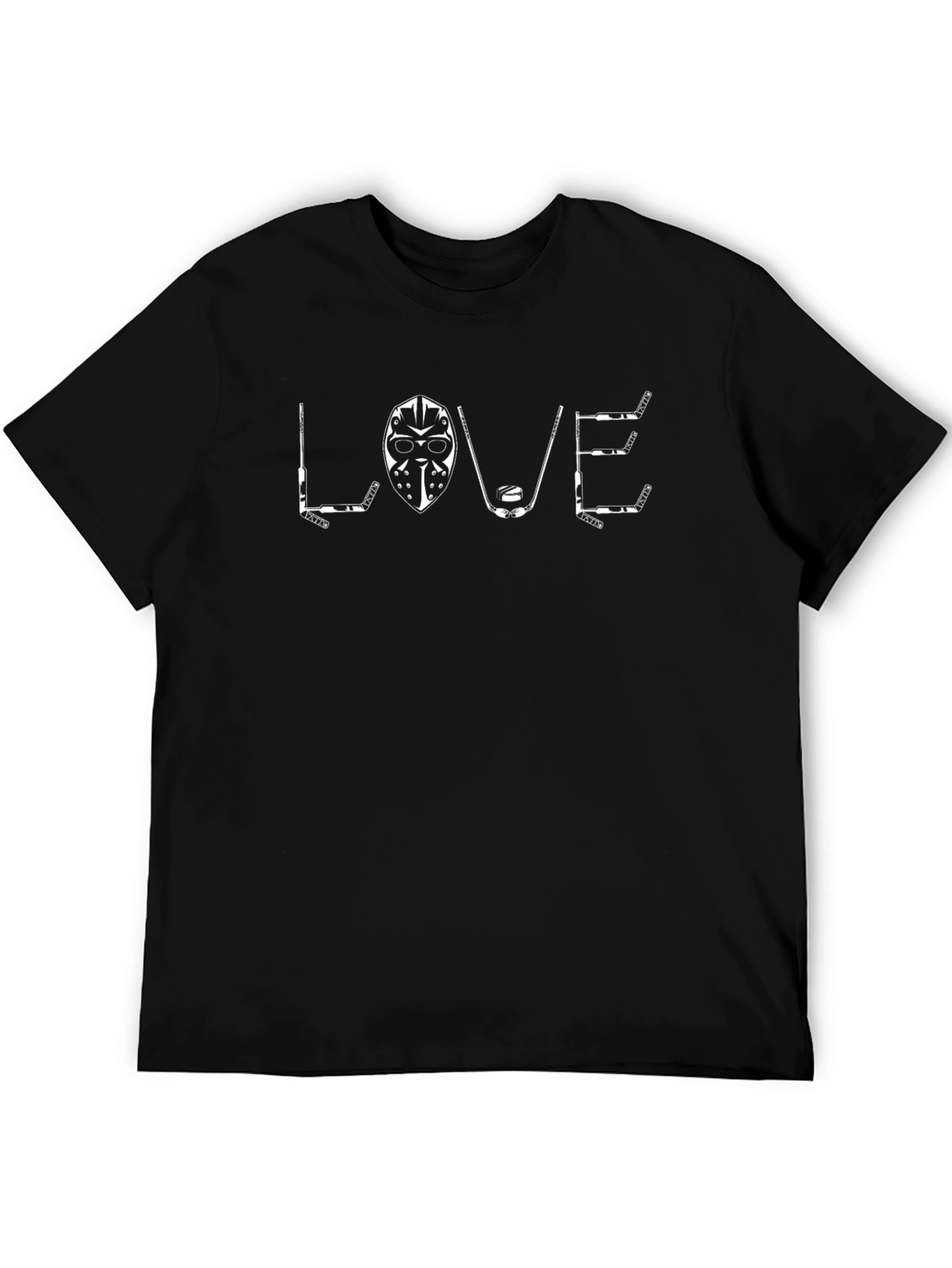 Black Hockey Love T-Shirt - Black Cotton Tee view 5