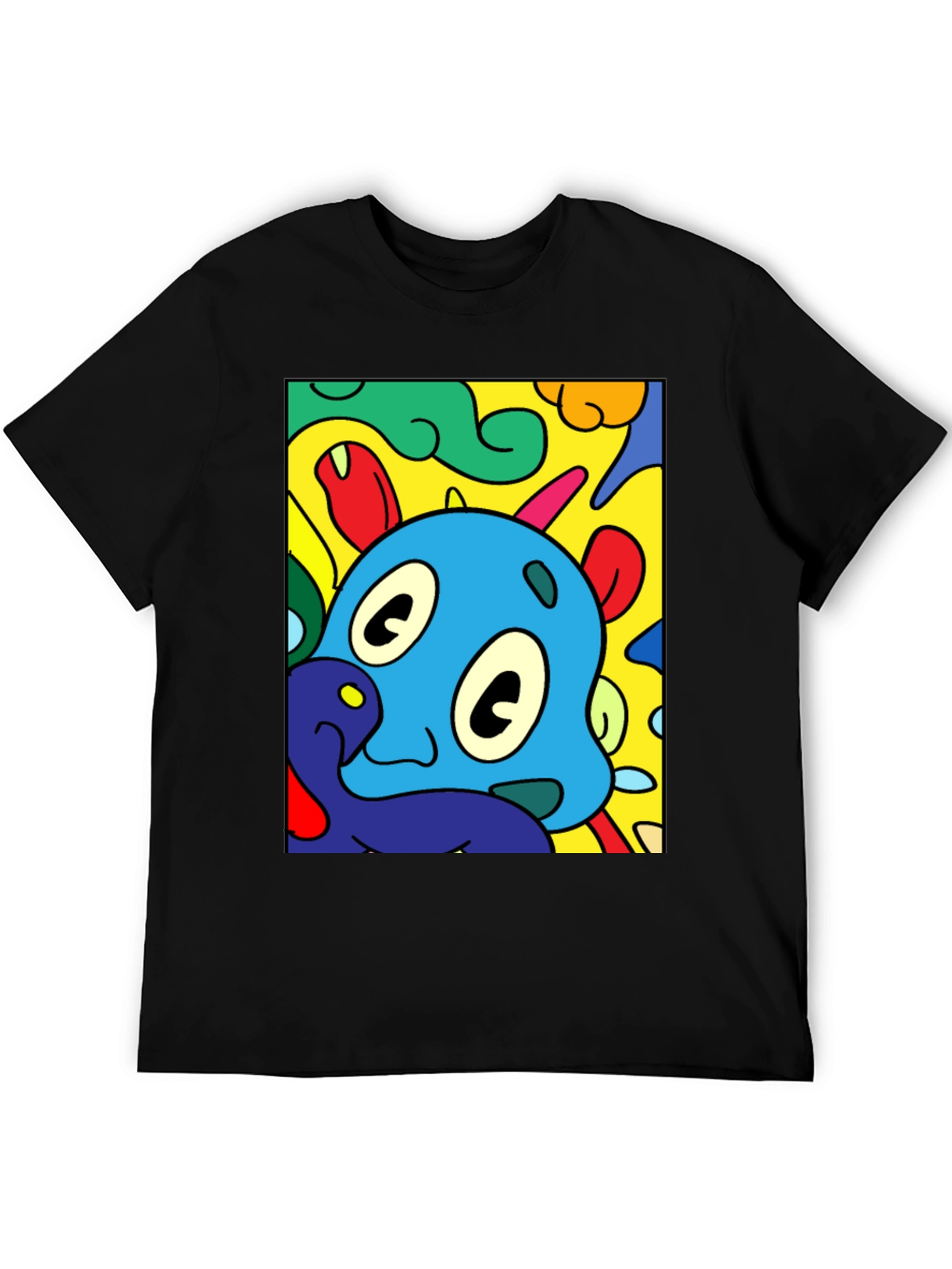 Black Cartoon Character Graphic Black T-Shirt view 5