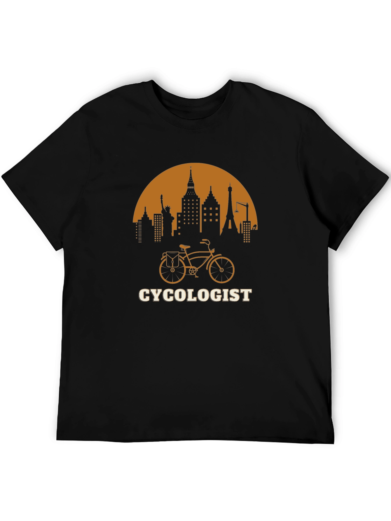 Black Cycologist T-Shirt - City Skyline Bike Design view 5
