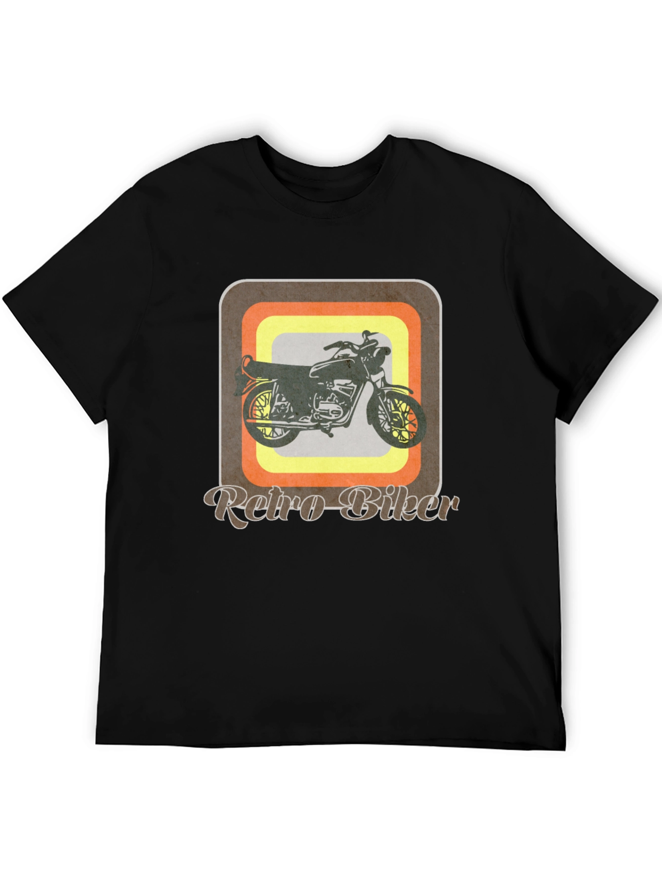 Black Retro Biker Graphic Tee - Vintage Motorcycle T-Shirt view 5