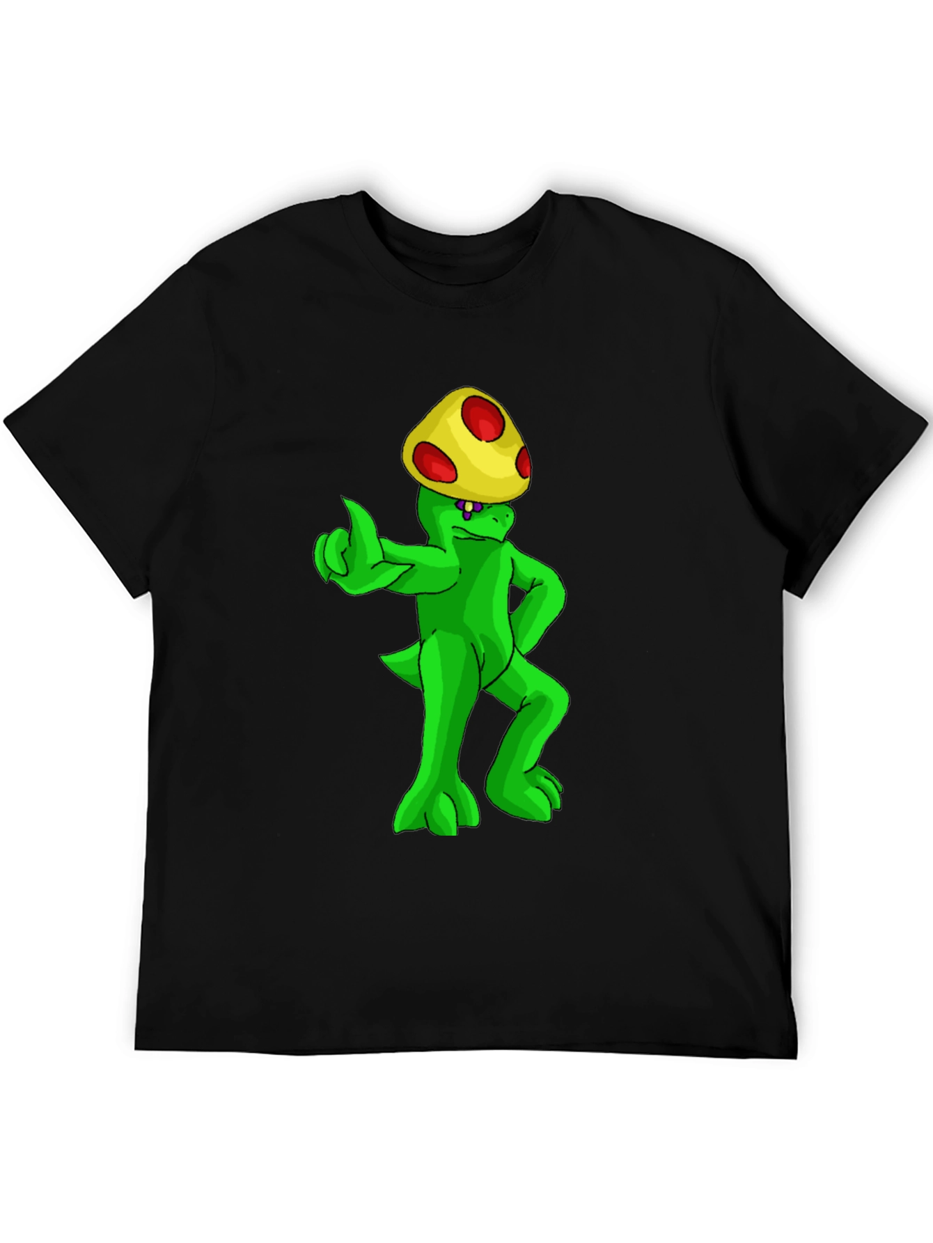 Black Mushroom Monster Graphic Tee - Funny Cartoon T-Shirt view 5