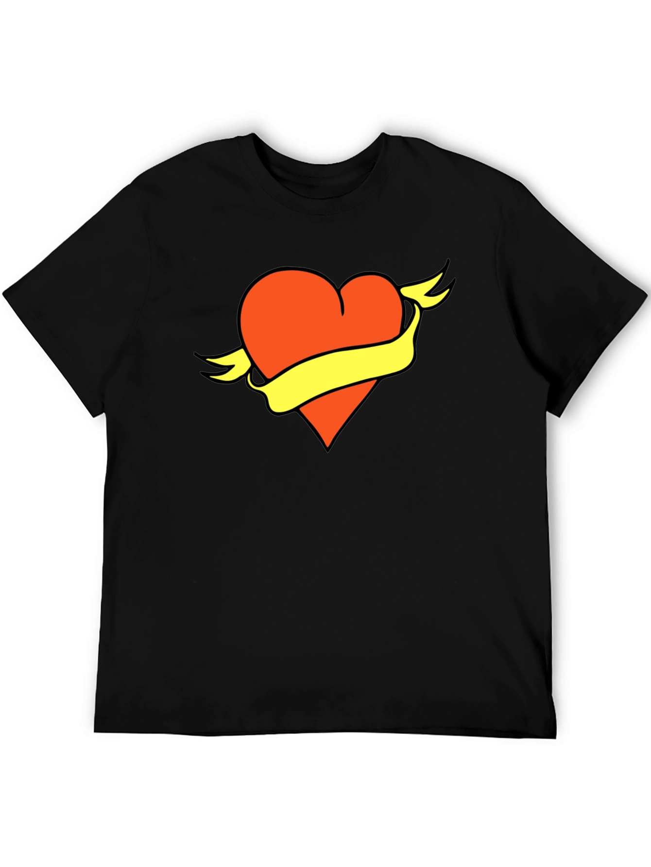 Black Heart & Banner Graphic Tee - Bold Design, Soft Fabric view 5
