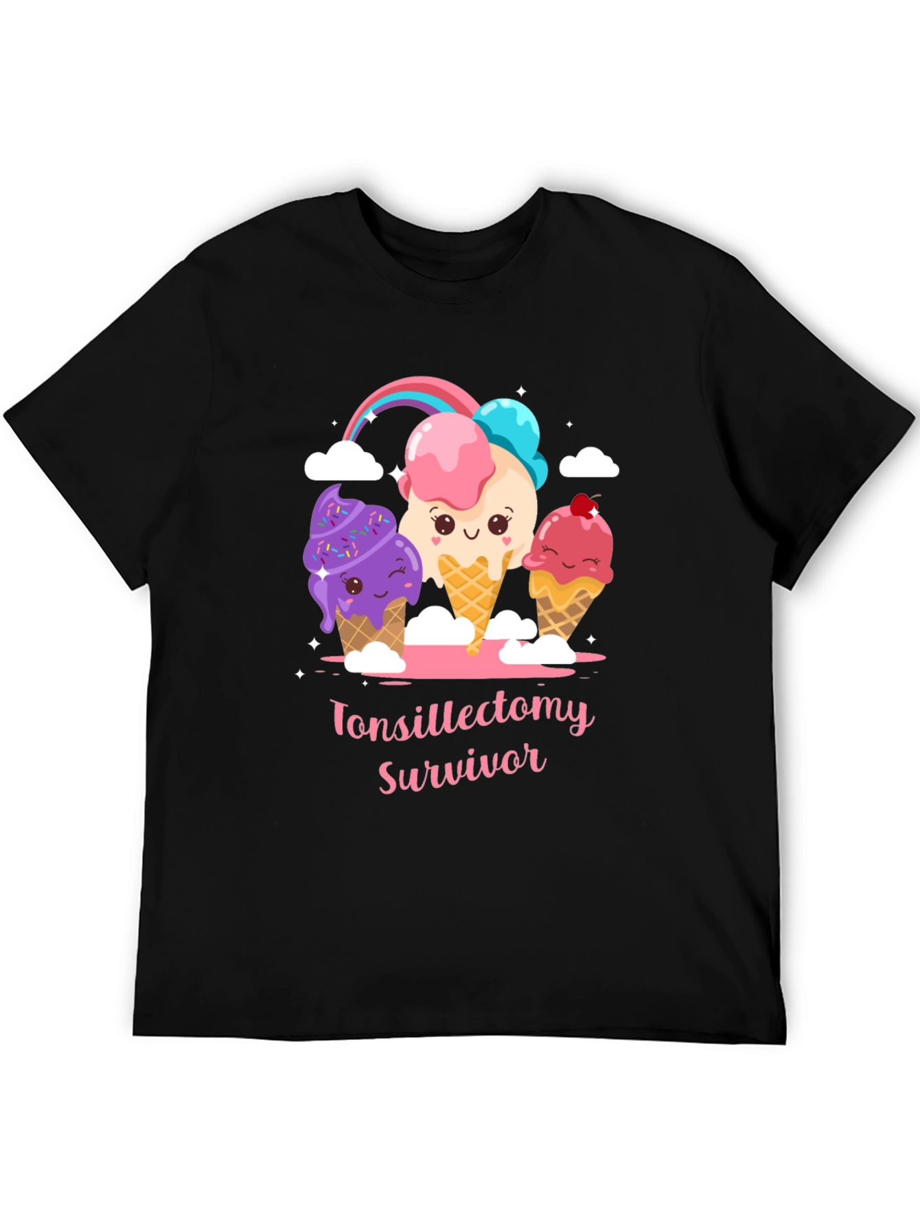Black Tonsillectomy Survivor Ice Cream T-Shirt view 5