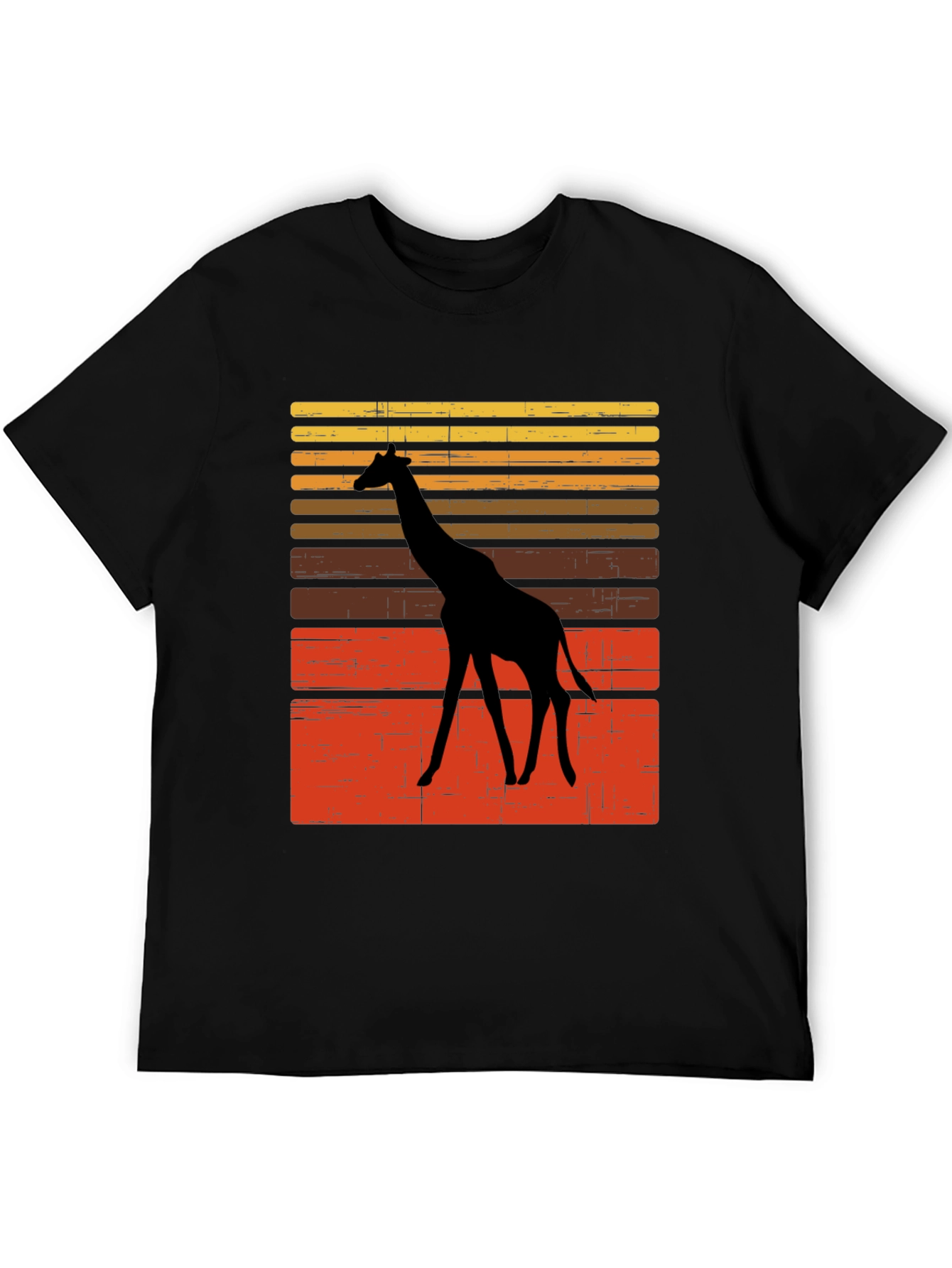 Black Retro Giraffe Sunset Graphic Tee view 5