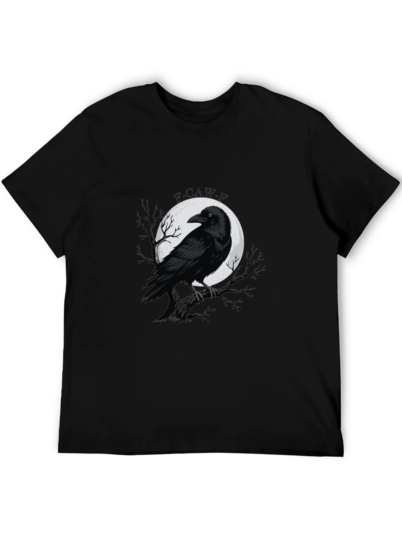 Black Raven Moon Graphic Tee - Gothic Style Black T-Shirt view 5
