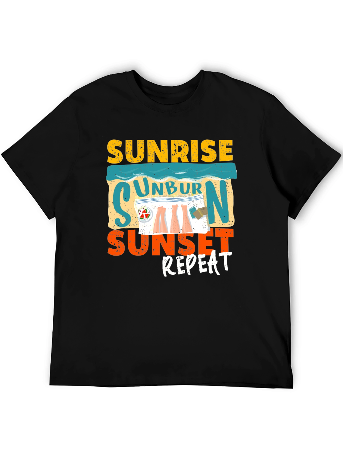 Black Sunrise Unburn Sunset Repeat Graphic Tee view 5