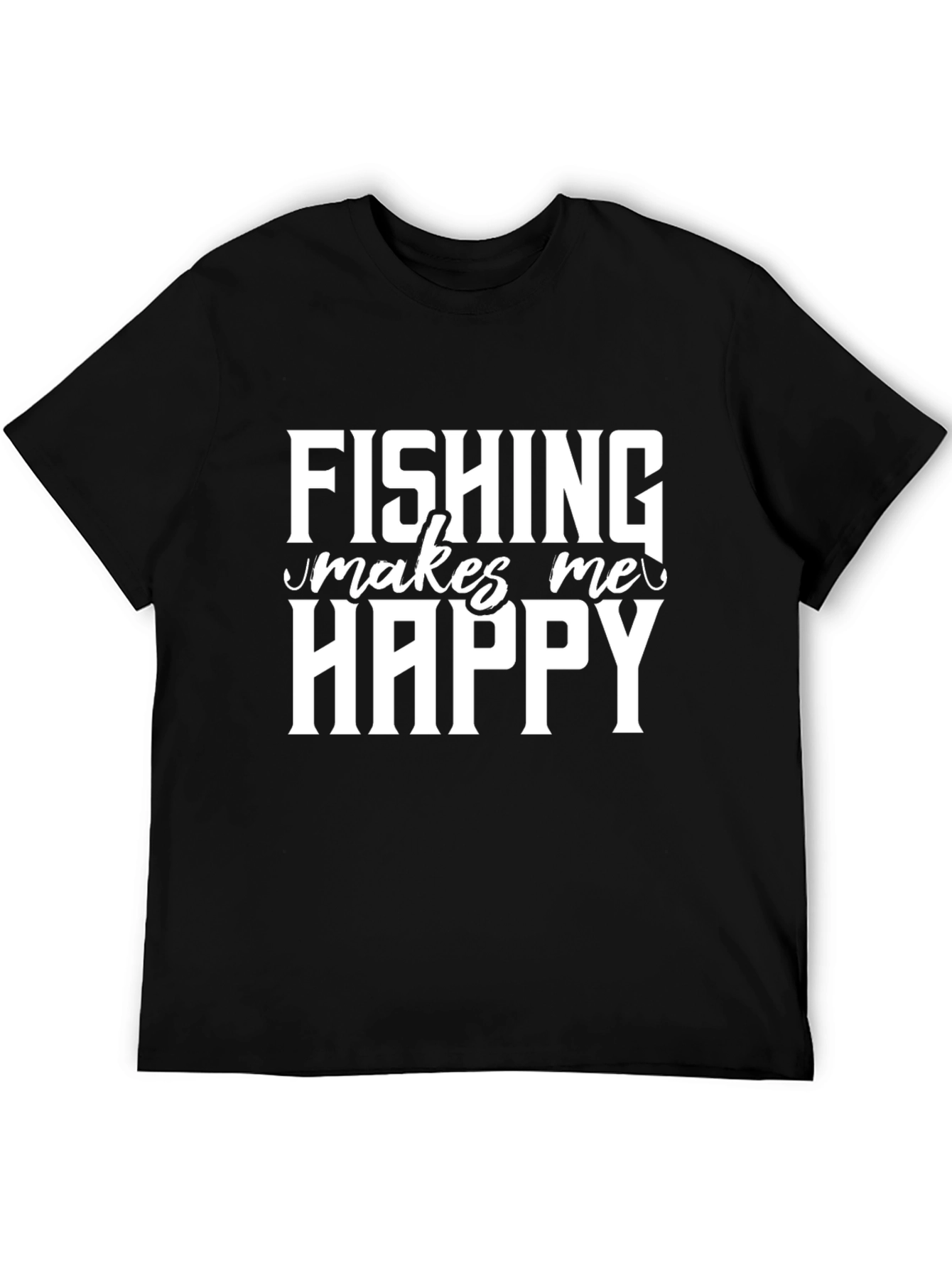 Black Fishing Makes Me Happy T-Shirt view 5