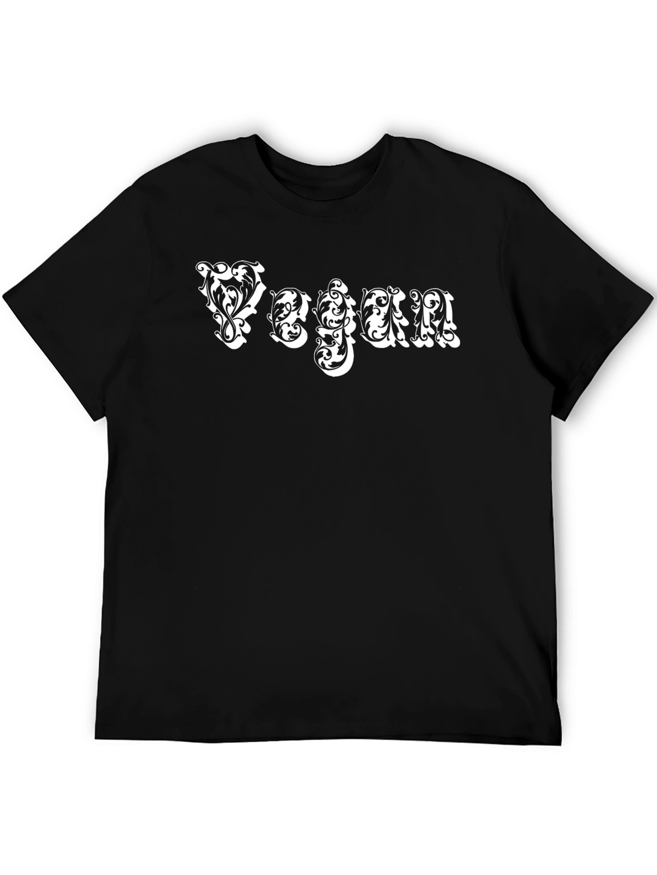 Black Vegan Ornate Lettering Graphic Tee view 5