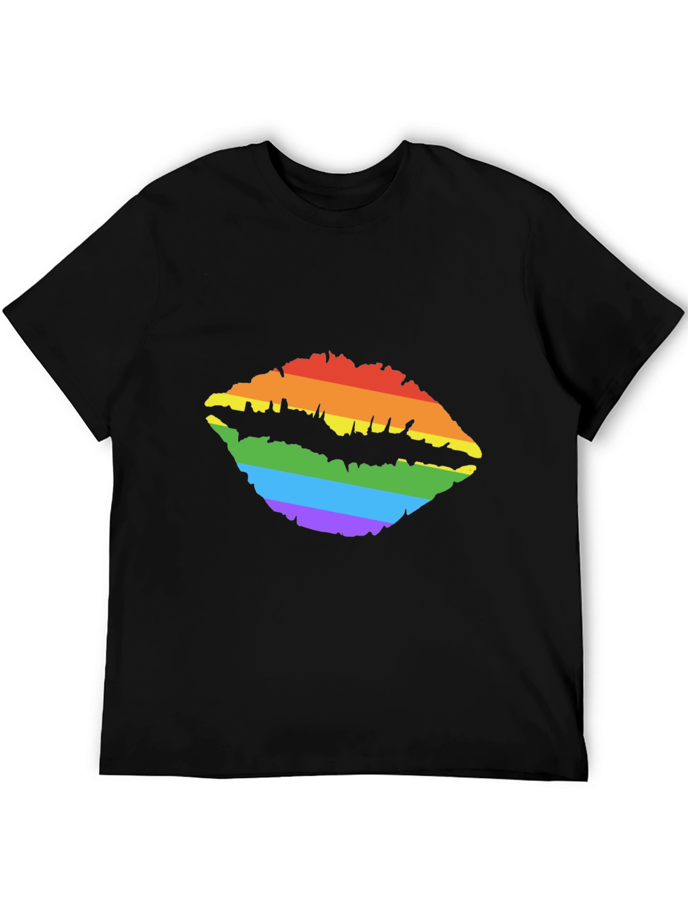 Black Rainbow Lips Print Tee - Stylish LGBTQ+ Pride T-Shirt view 5
