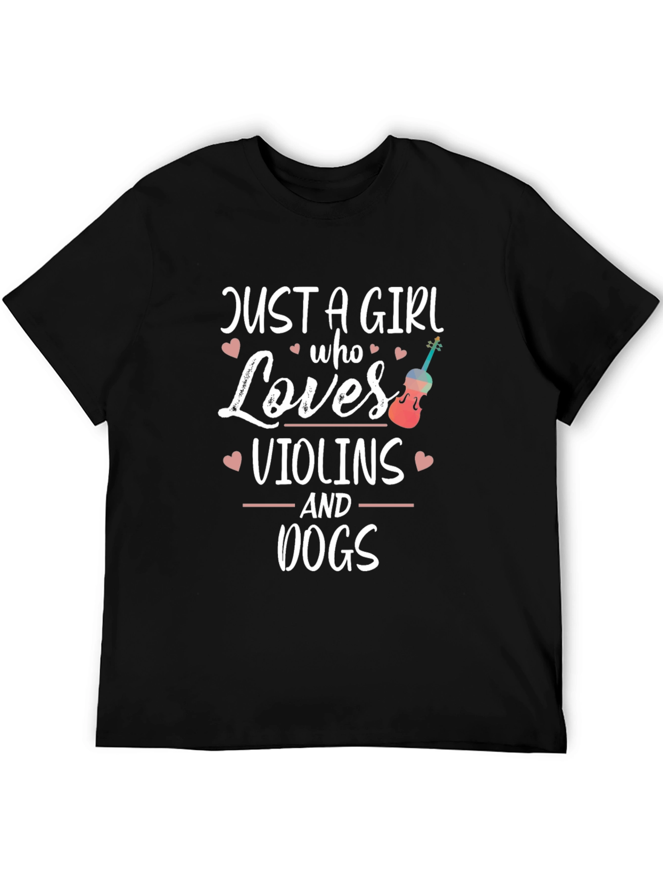 Black Just a Girl Who Loves Violins and Dogs T-Shirt view 5