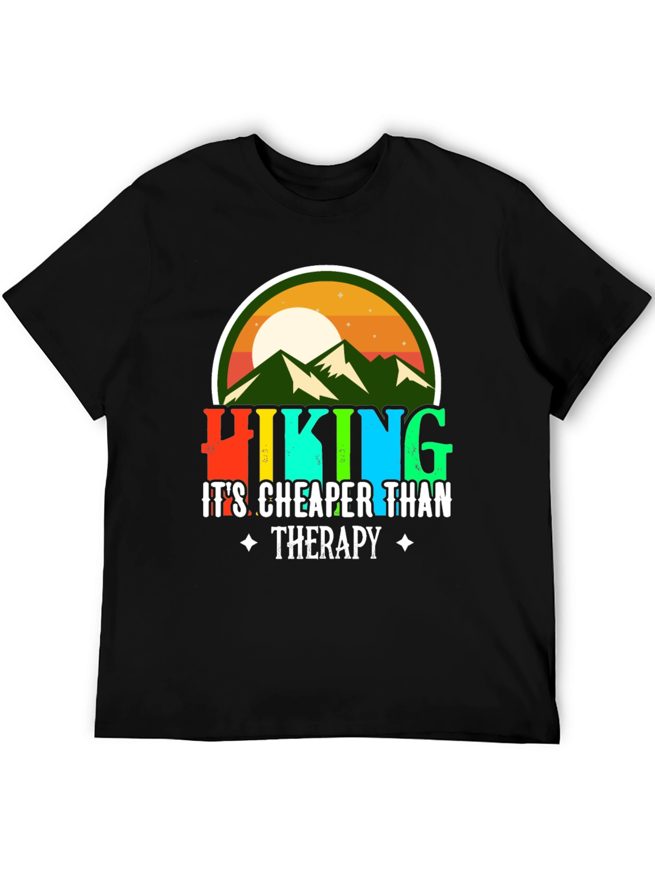 Black Hiking Cheaper Than Therapy Graphic Tee view 5