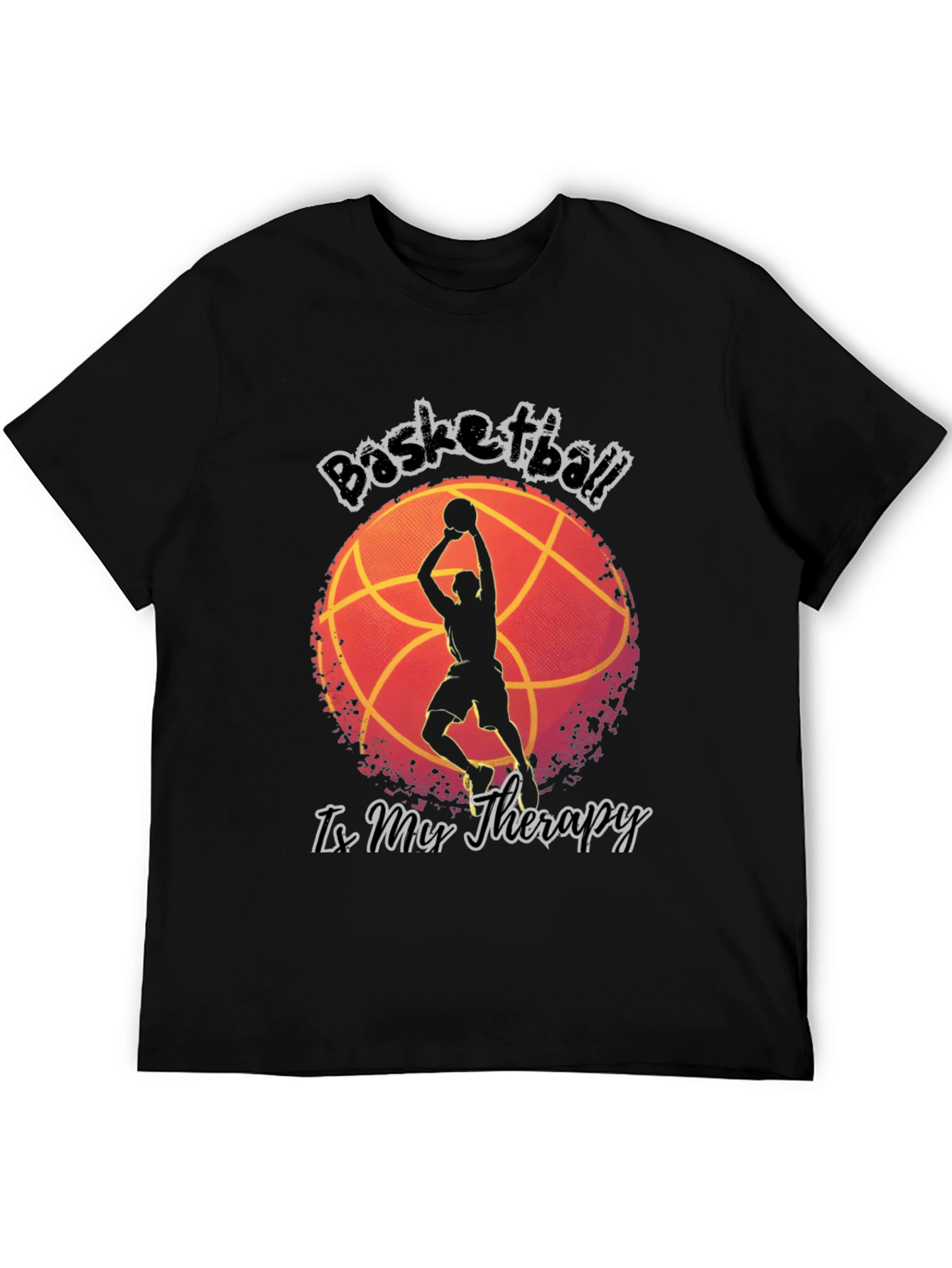 Black Basketball Is My Therapy T-Shirt view 5