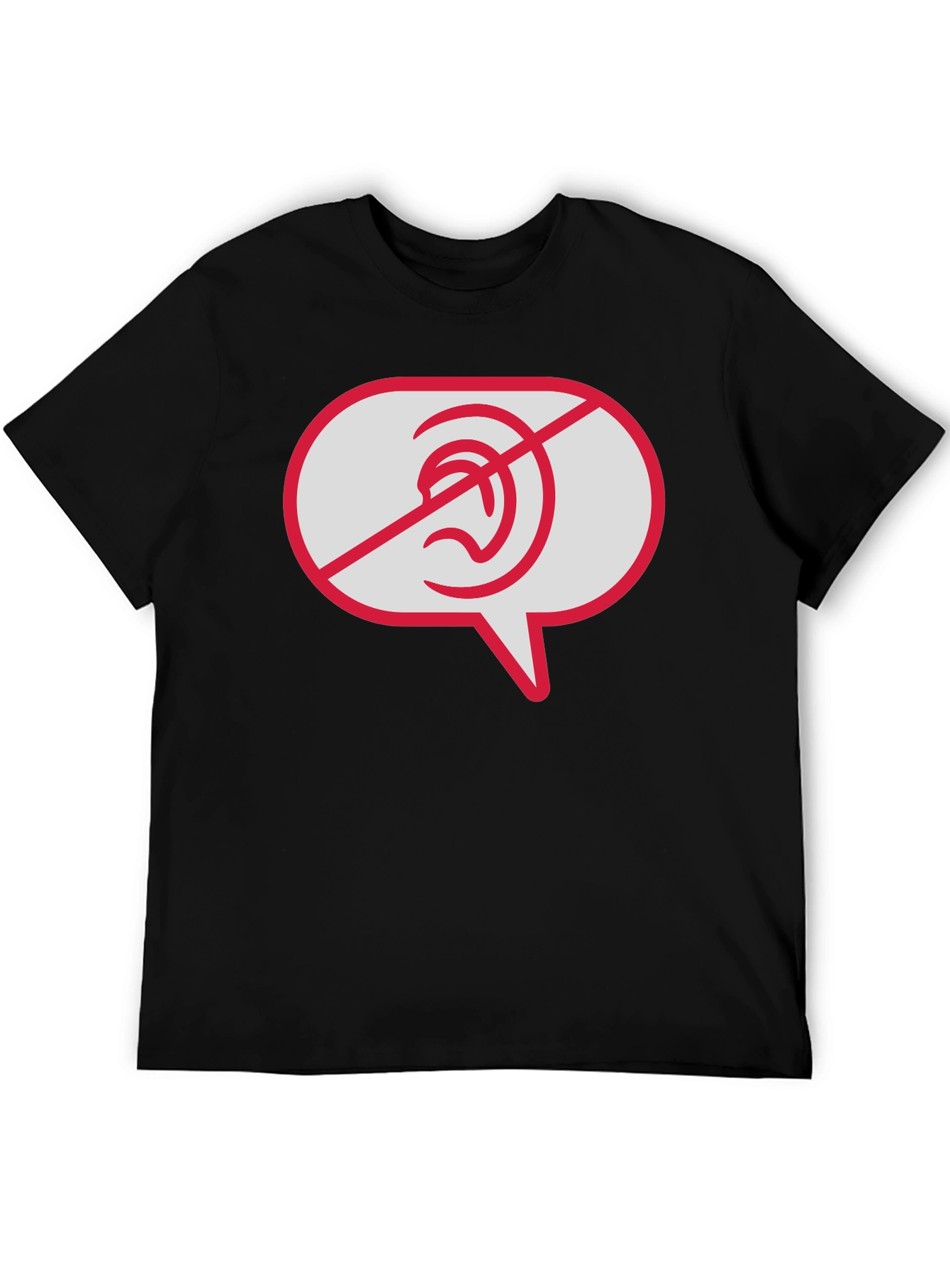 Black No Hearing T-Shirt - Black Graphic Tee view 5