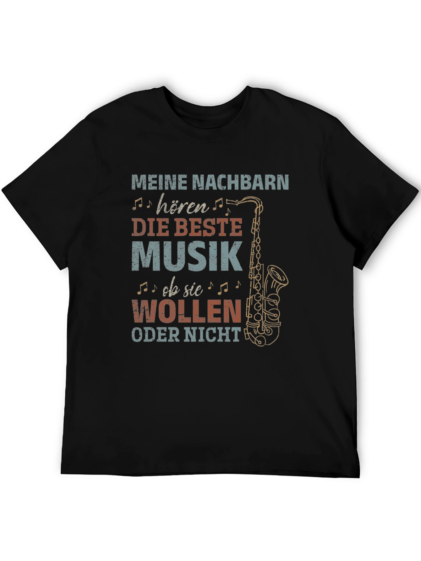 Black Funny Saxophone T-Shirt - My Neighbors Hear... view 5