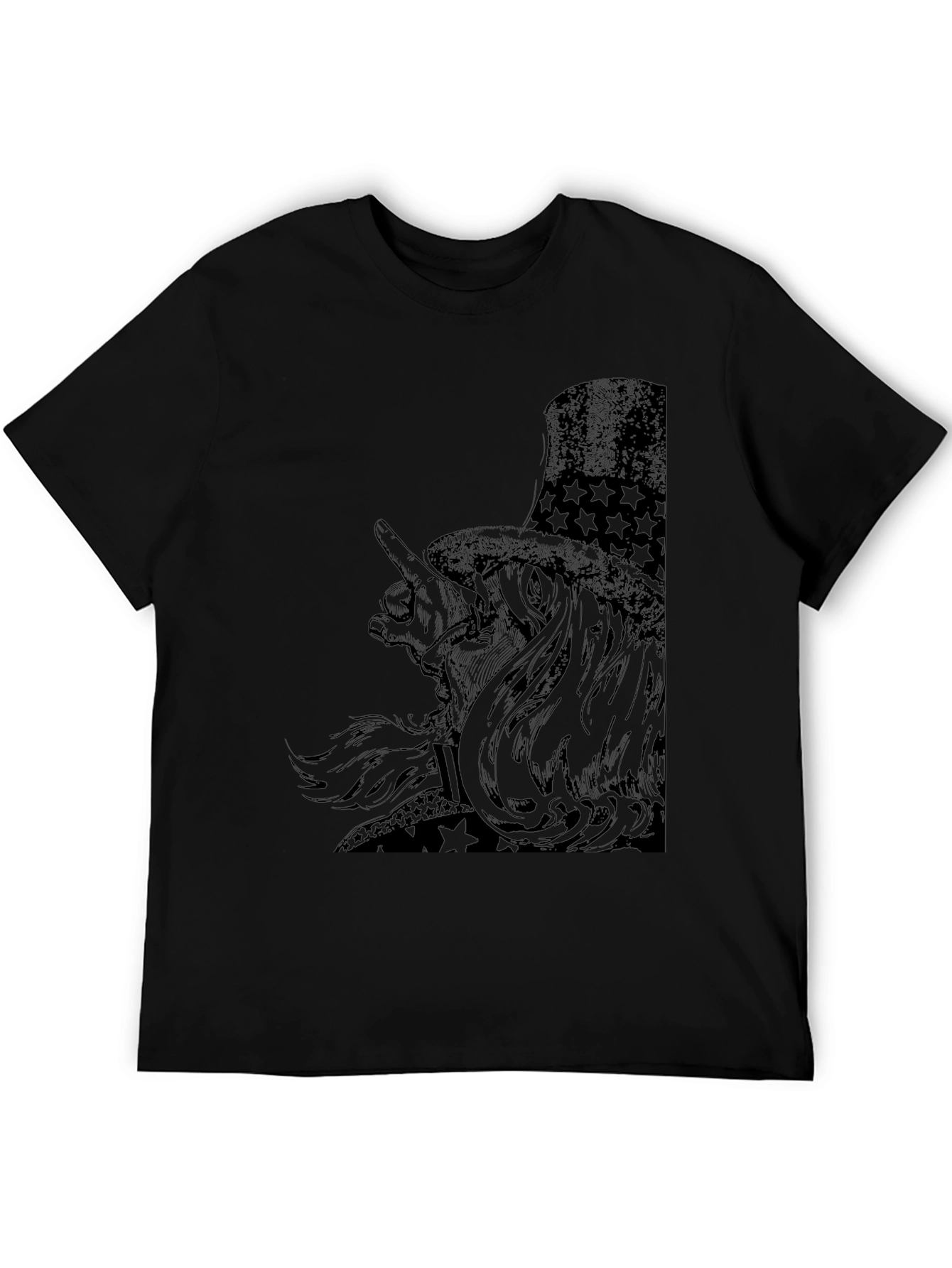 Black Black Graphic T-Shirt with Patriotic Character view 5