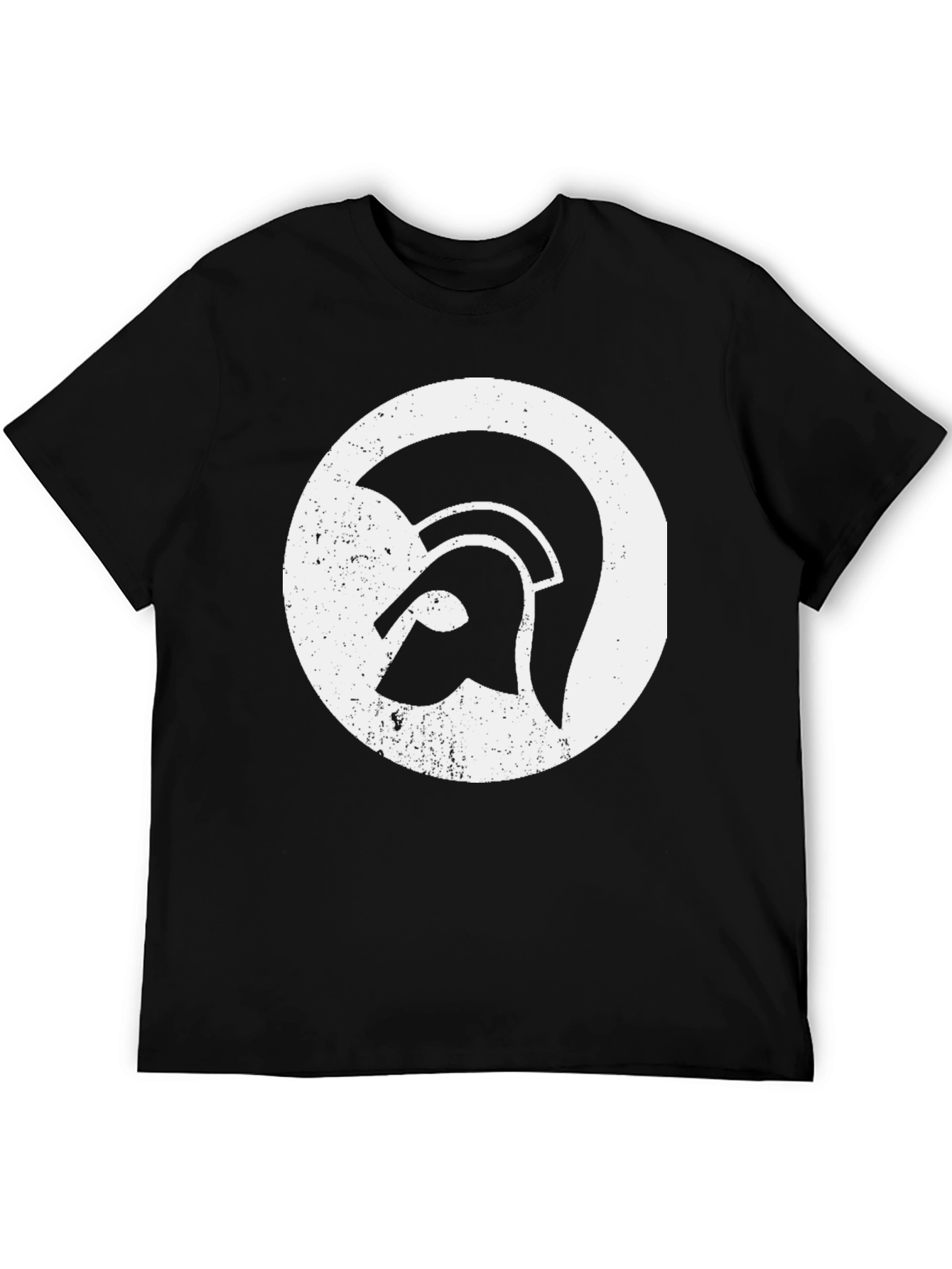 Black Spartan Helmet Graphic Tee - Black Cotton Blend view 5