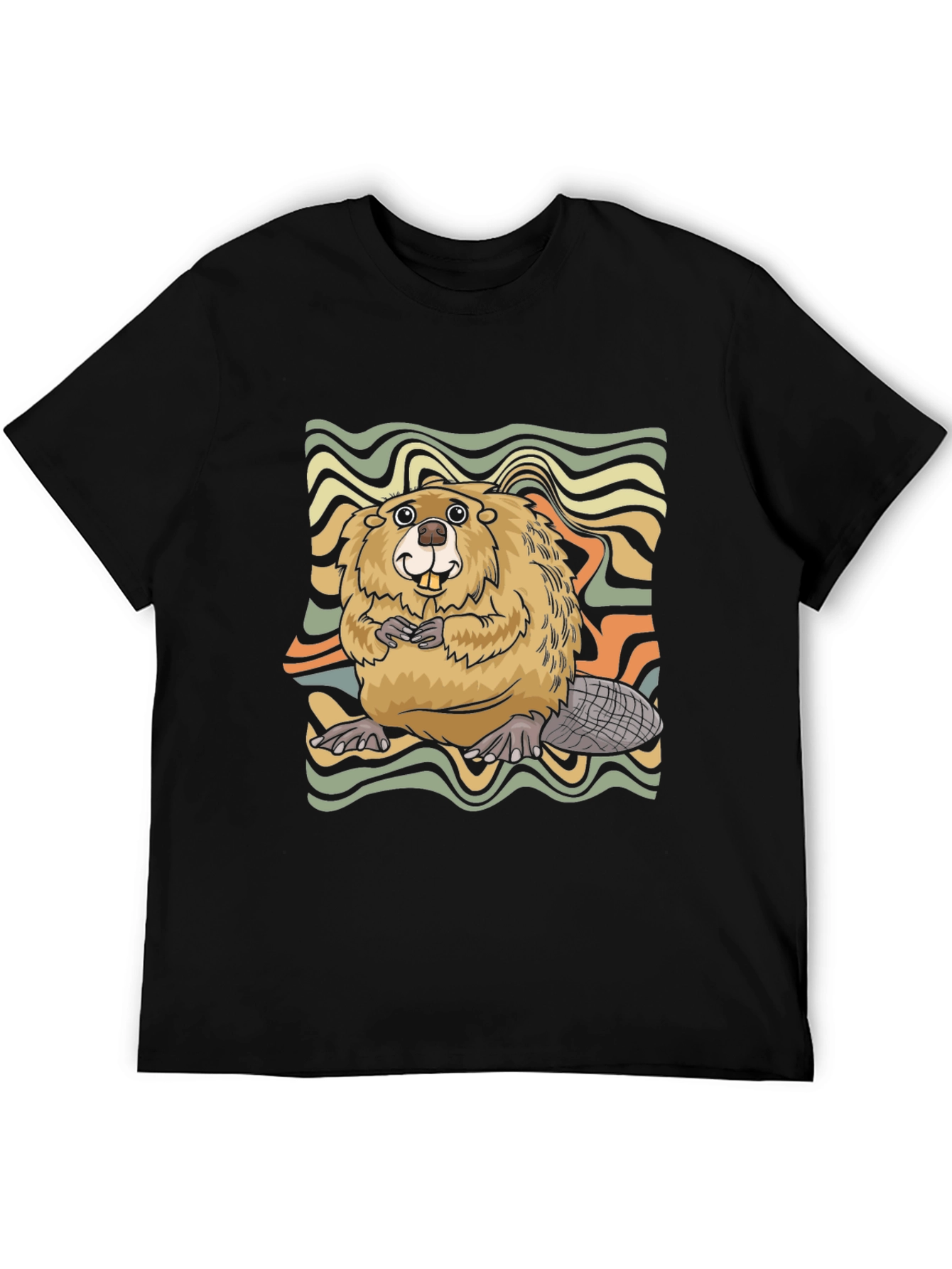 Black Retro Beaver Graphic T-Shirt view 5