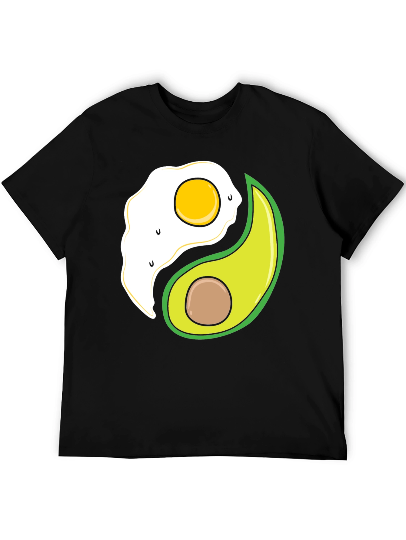Black Egg & Avocado Yin Yang Black Graphic Tee view 5