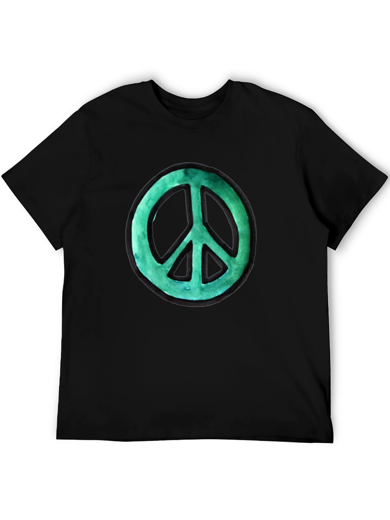 Black Peace Sign Graphic Tee - Black Cotton view 5