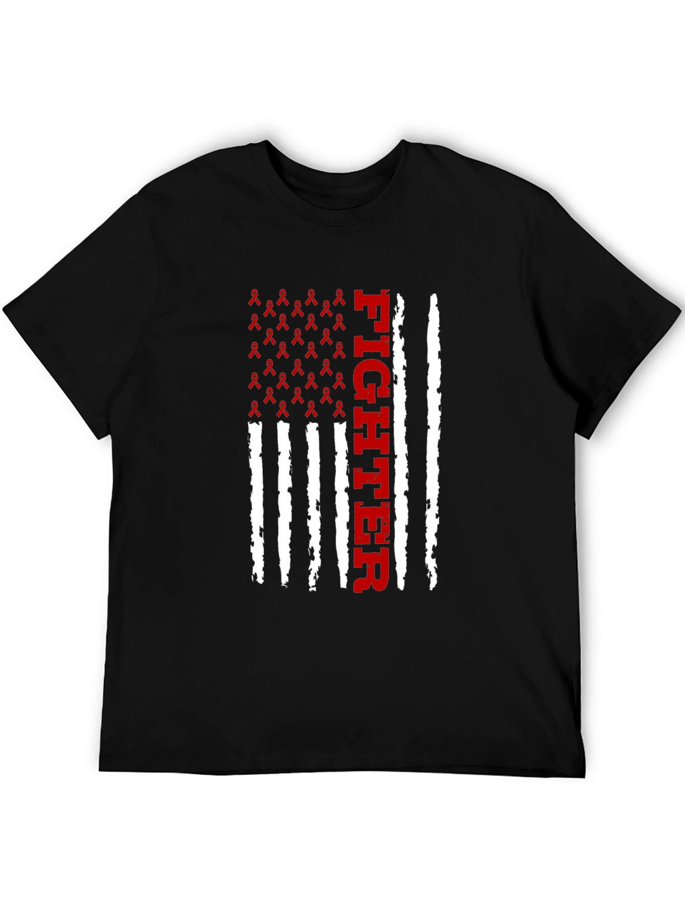 Black Fighter Ribbon Flag T-Shirt view 5