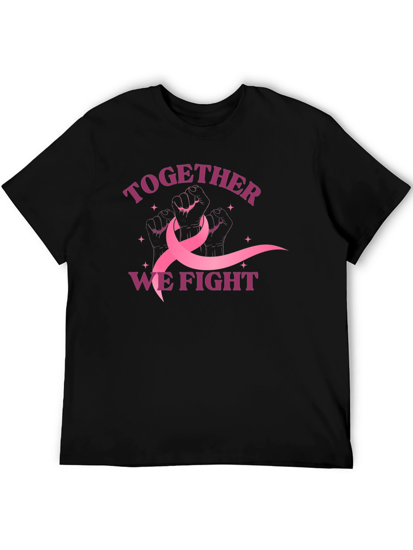 Black Together We Fight Breast Cancer Awareness T-Shirt view 5