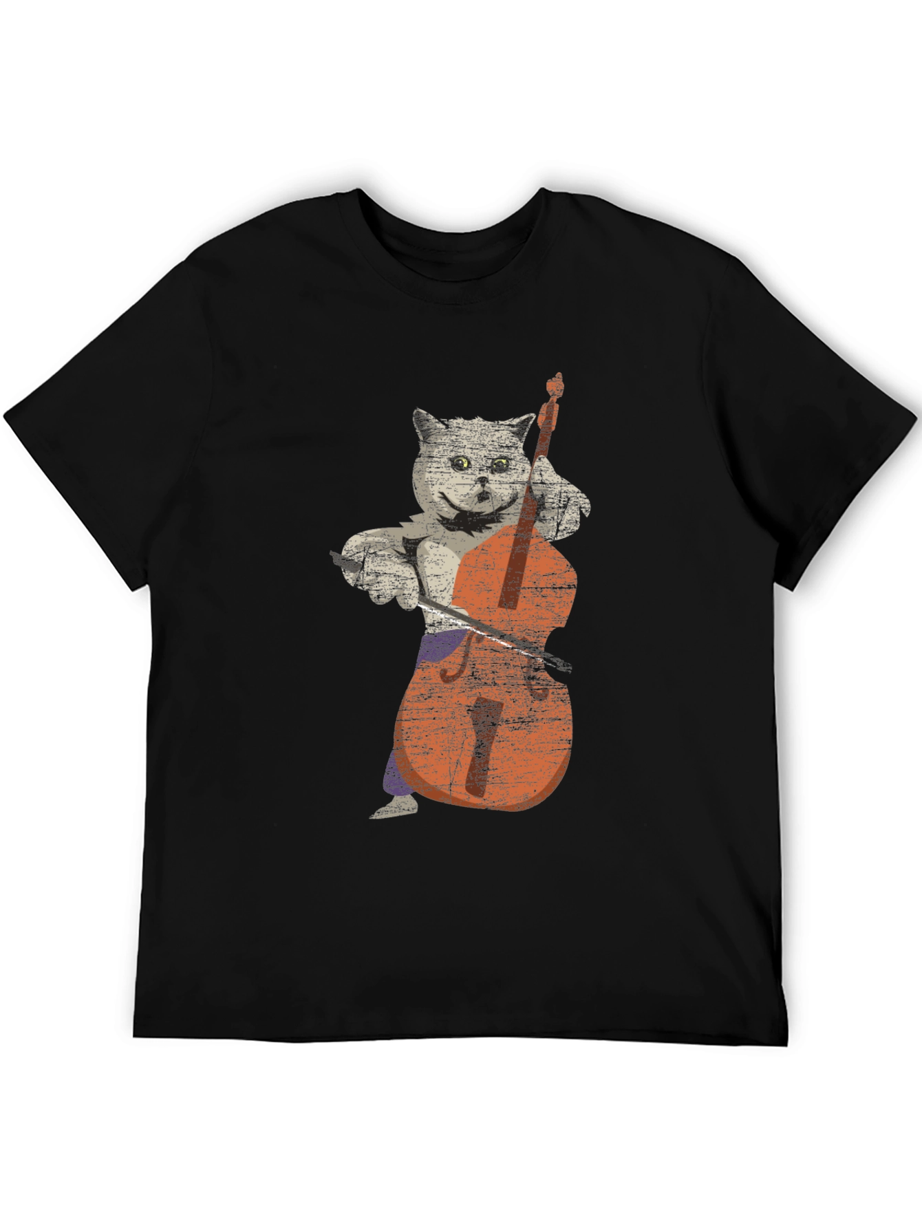 Black Cat Playing Cello Graphic T-Shirt view 5