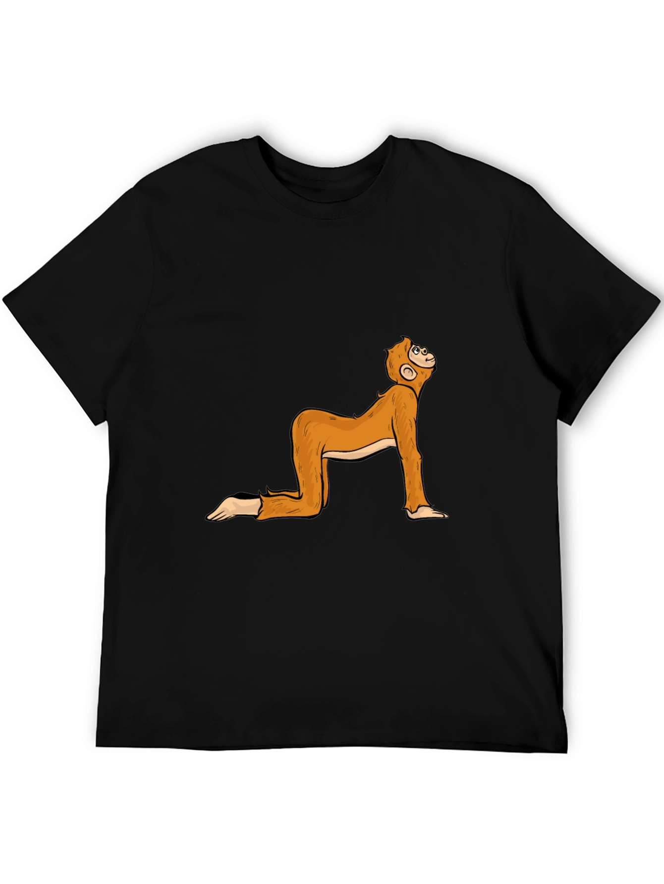 Black Funny Monkey Yoga Pose Black T-Shirt view 5